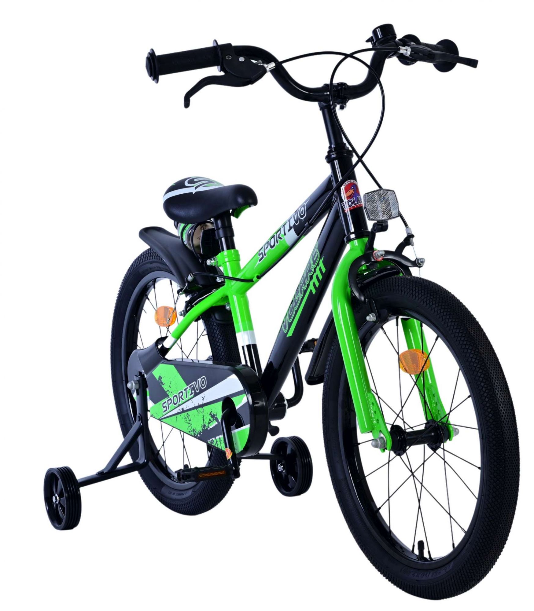 Volare Sportivo Kinderfiets - Jongens - 18 inch - Groen Zwart - Twee Handremmen - Afbeelding 5