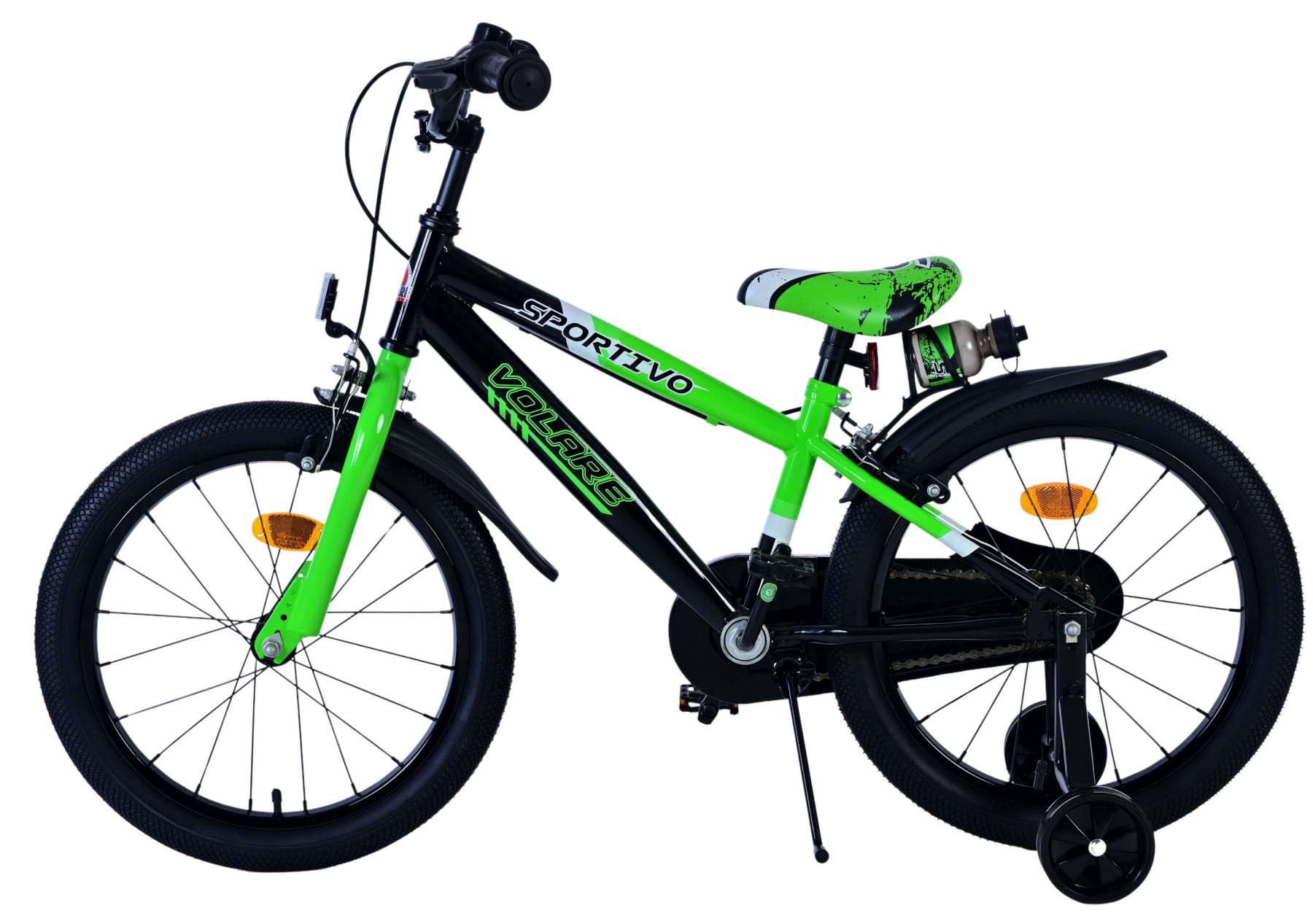 Volare Sportivo Kinderfiets - Jongens - 18 inch - Groen Zwart - Twee Handremmen - Afbeelding 7