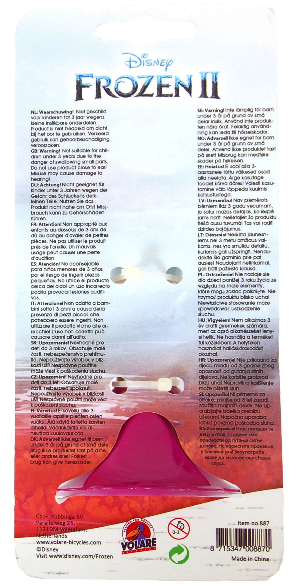 Disney Frozen 2 Fietstoeter - Kinderen - Licht Blauw Paars 3 Disney Frozen 2 Fietstoeter - Kinderen - Licht Blauw Paars - Afbeelding 3