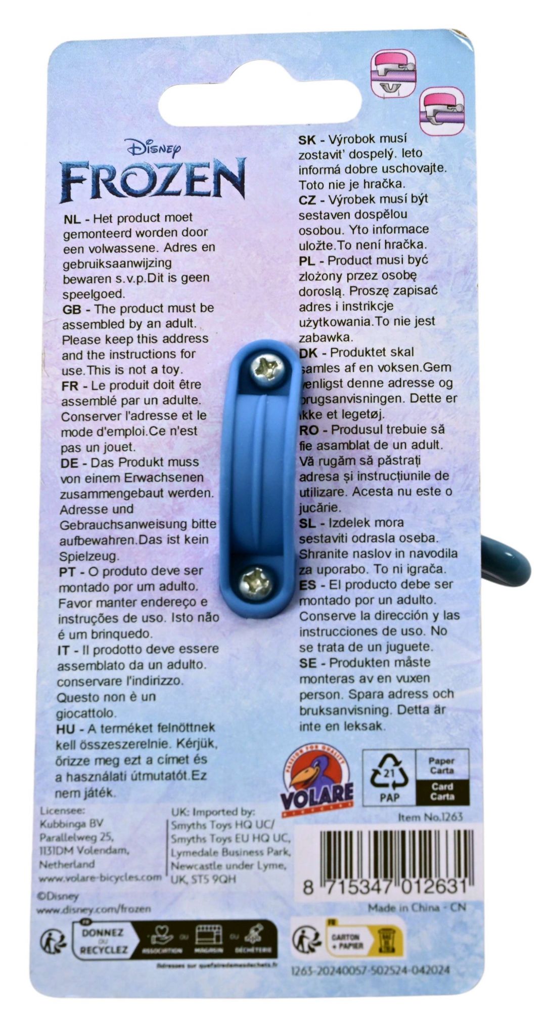 Disney Frozen 2 Fietsbel - Meisjes - Blauw Paars 3 Disney Frozen 2 Fietsbel - Meisjes - Blauw Paars - Afbeelding 3