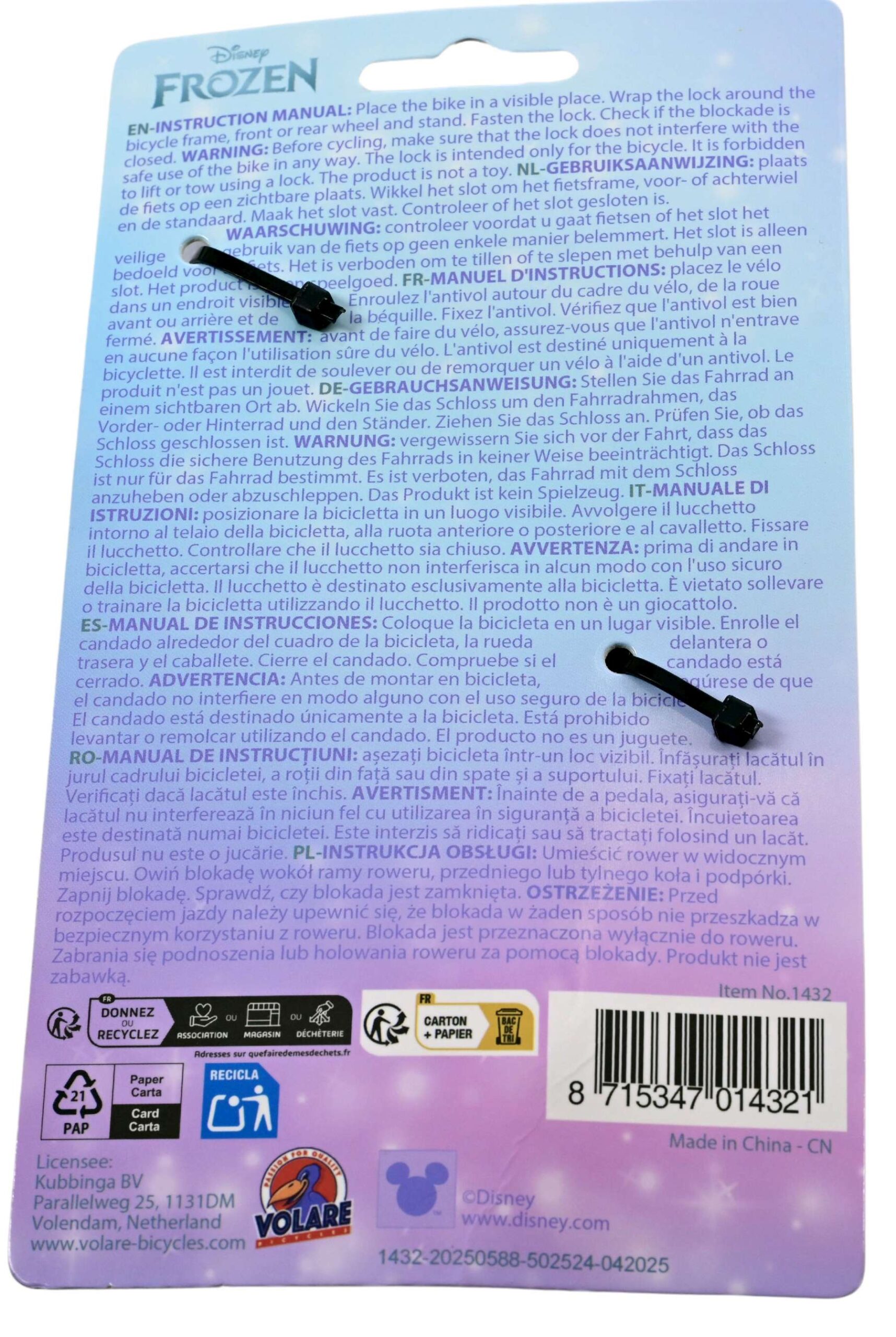 Disney Frozen - kabelslot - Lichtblauw/Paars 2 Disney Frozen - kabelslot - Lichtblauw/Paars - Afbeelding 2