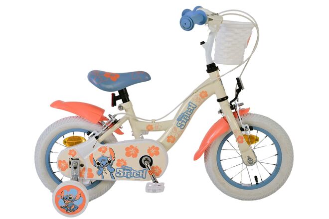 Disney Stitch Kinderfiets - Meisjes - 12 inch - Twee handremmen - Crème Koraal Blauw 1 Disney Stitch Kinderfiets - Meisjes - 12 inch - Twee handremmen - Crème Koraal Blauw