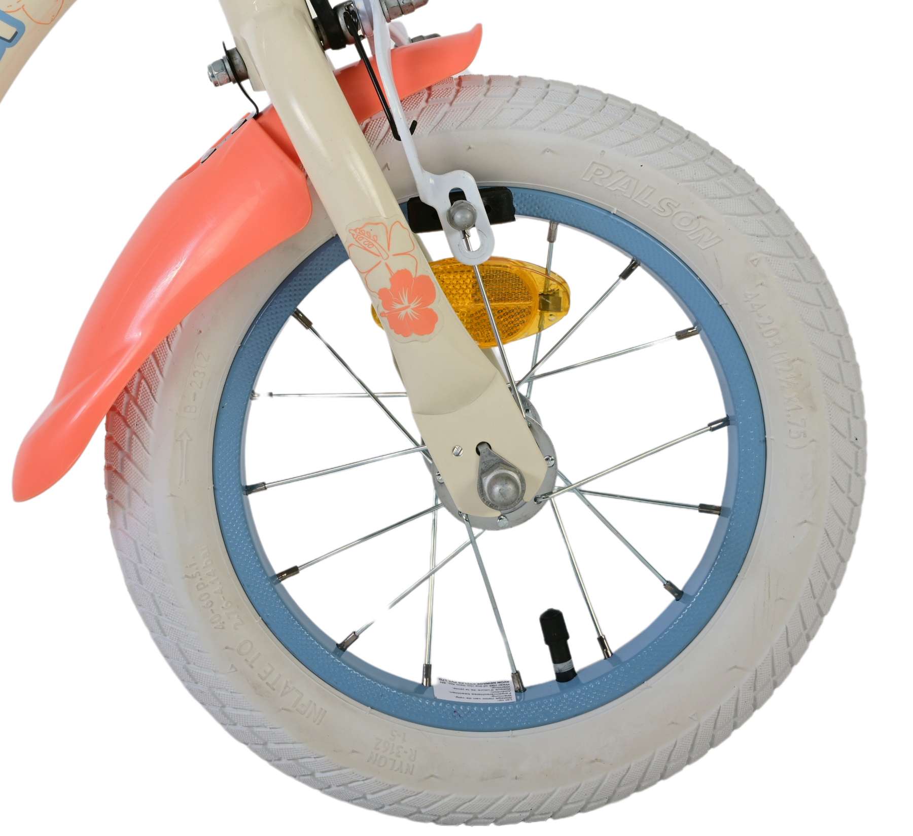 Disney Stitch Kinderfiets - Meisjes - 12 inch - Twee handremmen - Crème Koraal Blauw 9 Disney Stitch Kinderfiets - Meisjes - 12 inch - Twee handremmen - Crème Koraal Blauw - Afbeelding 9