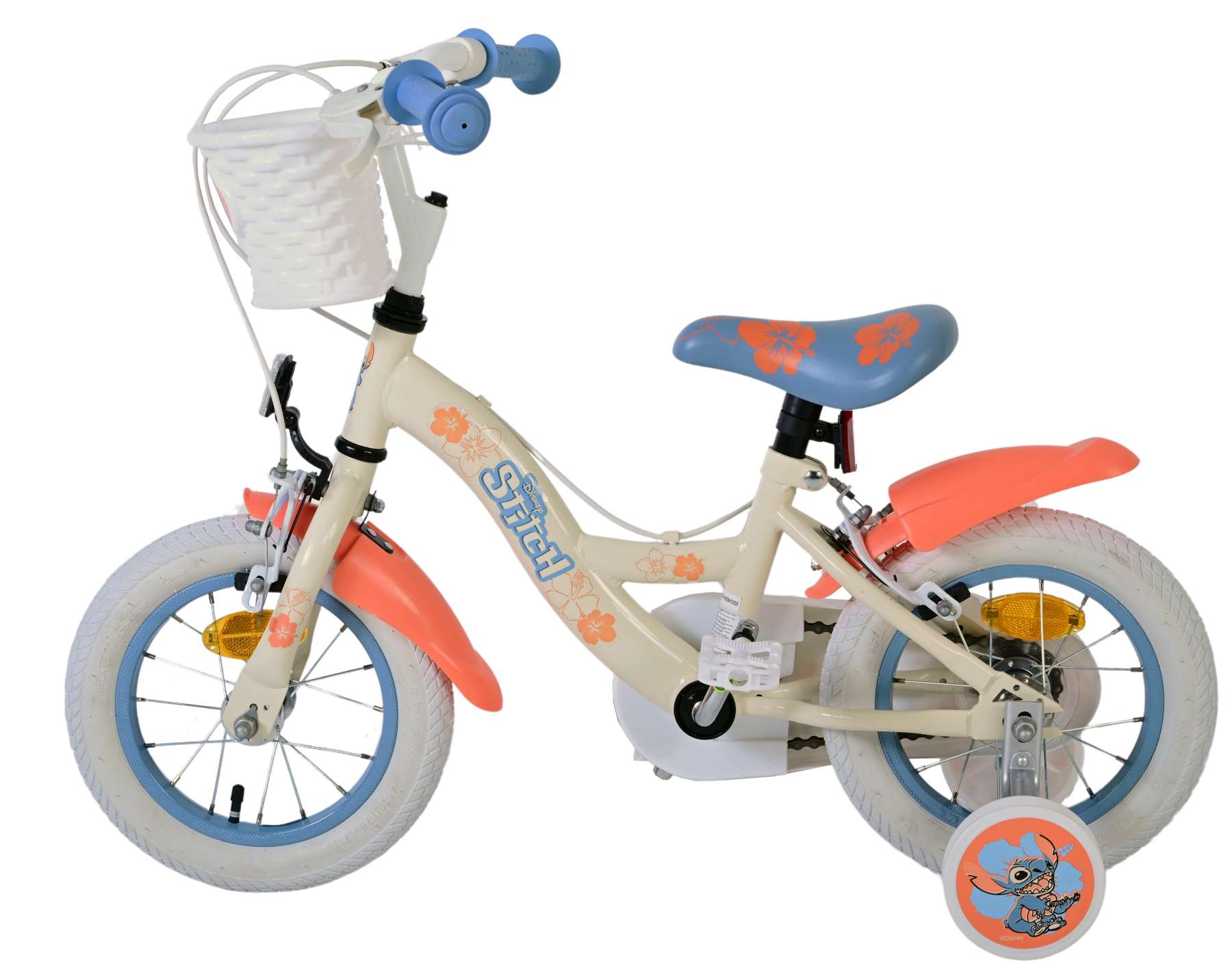 Disney Stitch Kinderfiets - Meisjes - 12 inch - Twee handremmen - Crème Koraal Blauw 5 Disney Stitch Kinderfiets - Meisjes - 12 inch - Twee handremmen - Crème Koraal Blauw - Afbeelding 5