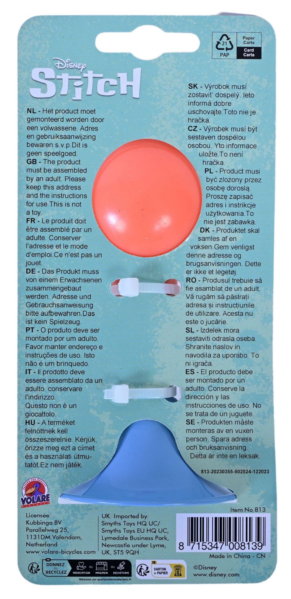 Disney Stitch Fietstoeter - Koraal Blauw / Oranje 5 Disney Stitch Fietstoeter - Koraal Blauw / Oranje - Afbeelding 5