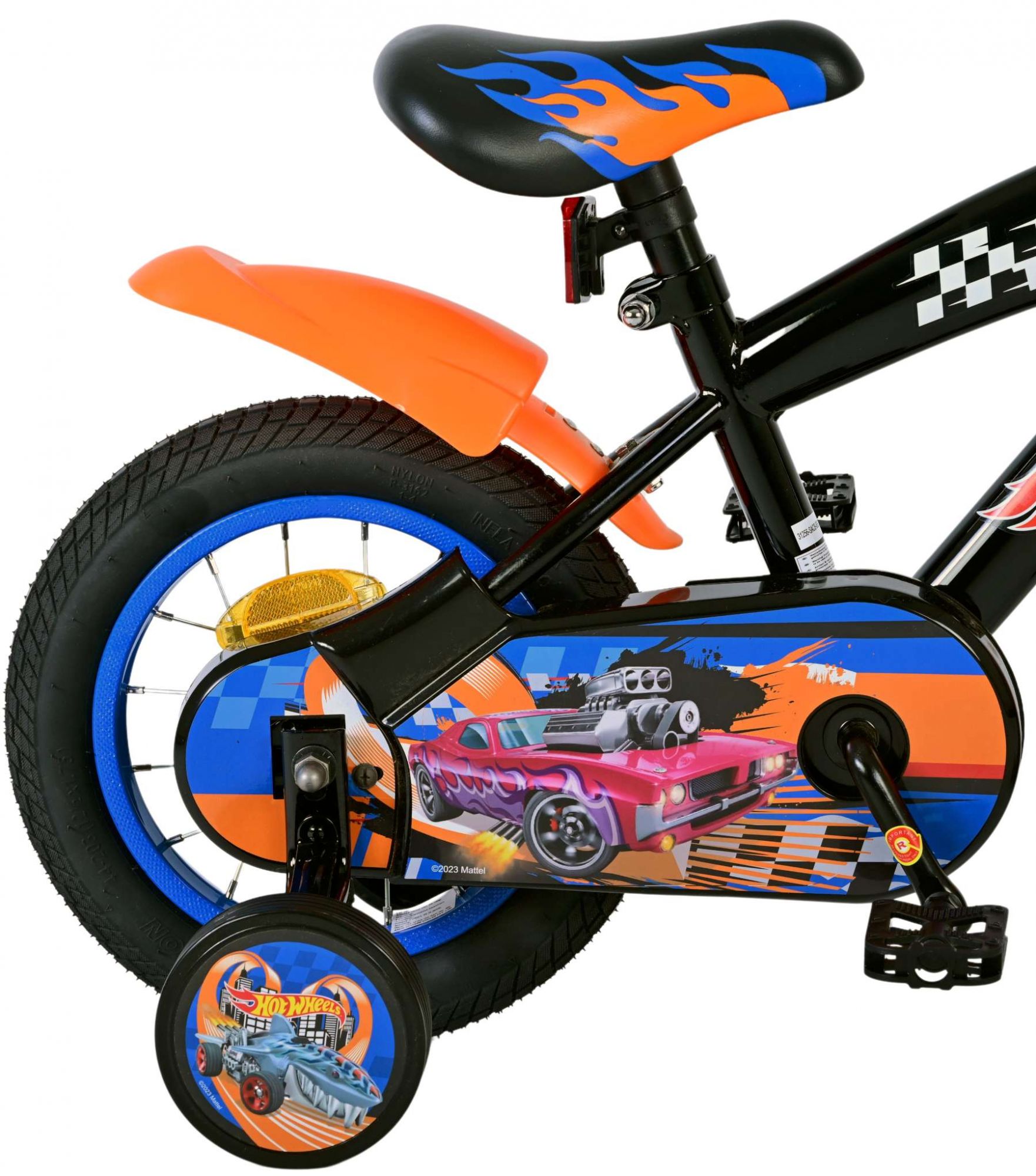 Hot Wheels Kinderfiets - Jongens - 12 inch - Zwart Oranje Blauw - Twee handremmen 2 Hot Wheels Kinderfiets - Jongens - 12 inch - Zwart Oranje Blauw - Twee handremmen - Afbeelding 2