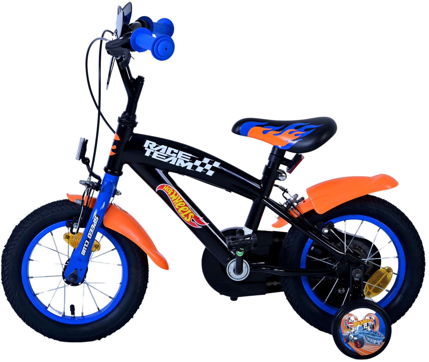 Hot Wheels Kinderfiets - Jongens - 12 inch - Zwart Oranje Blauw - Twee handremmen 8 Hot Wheels Kinderfiets - Jongens - 12 inch - Zwart Oranje Blauw - Twee handremmen - Afbeelding 8