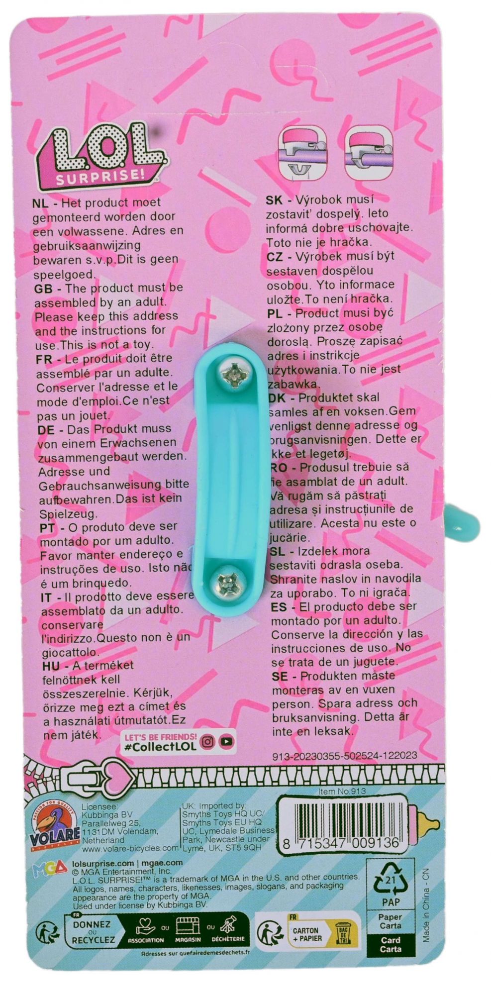 Dolls Fietsbel - Meisjes - Roze 3 Dolls Fietsbel - Meisjes - Roze - Afbeelding 3