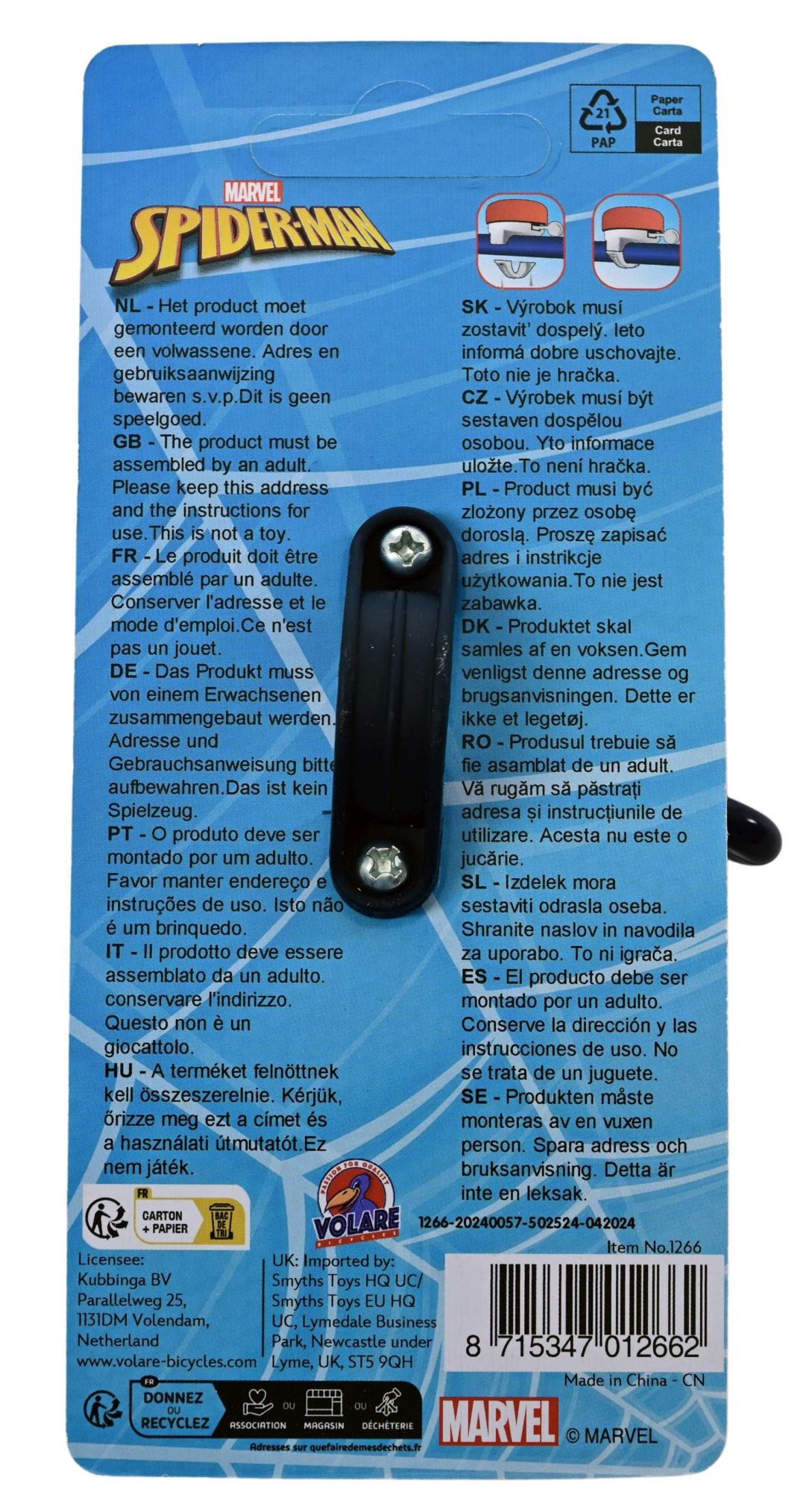 Spider-Man Fietsbel - Jongens - Rood 3 Spider-Man Fietsbel - Jongens - Rood - Afbeelding 3