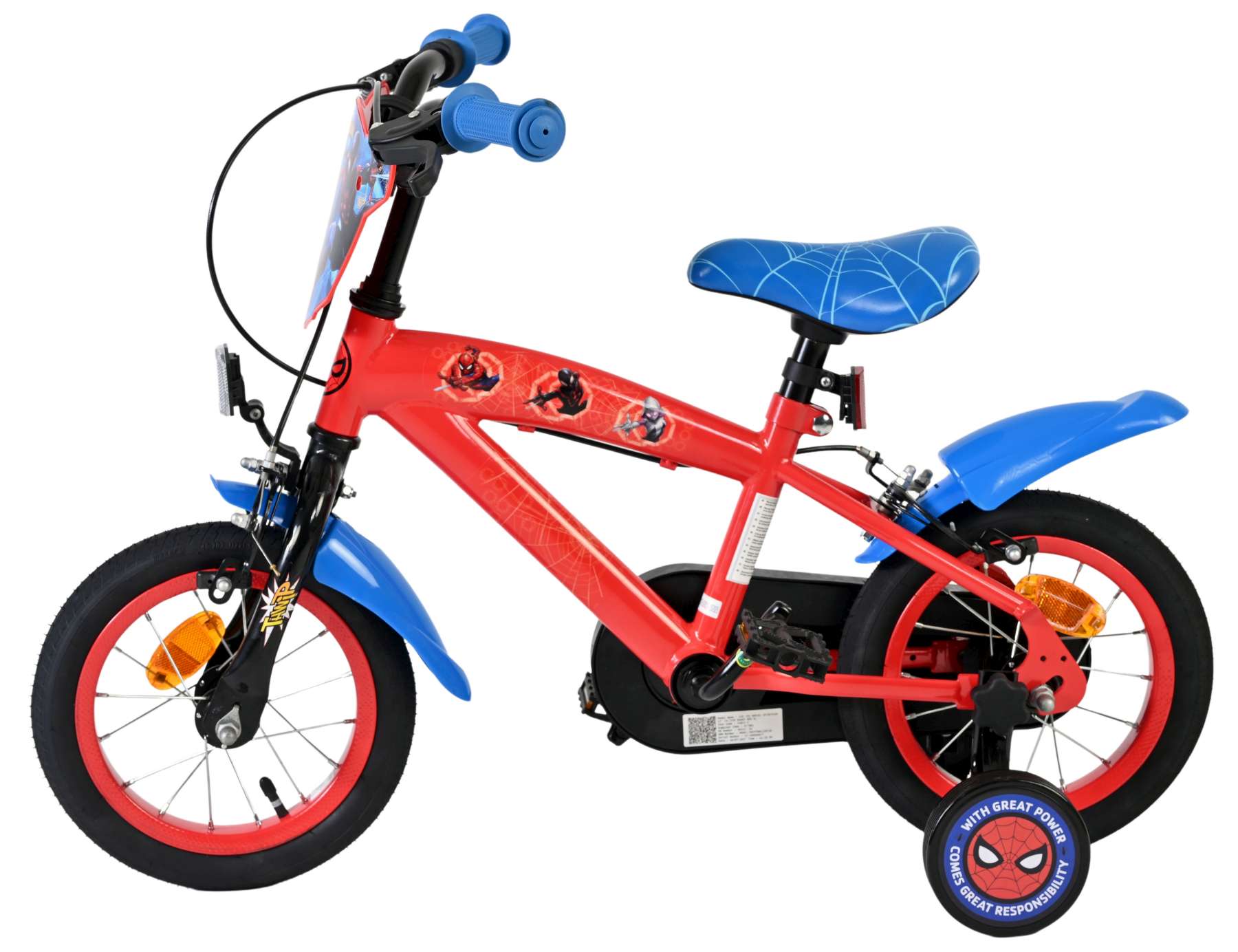 Spider-Man Kinderfiets - Jongens - 12 inch - Blauw/Rood - Twee handremmen 7 Spider-Man Kinderfiets - Jongens - 12 inch - Blauw/Rood - Twee handremmen - Afbeelding 7