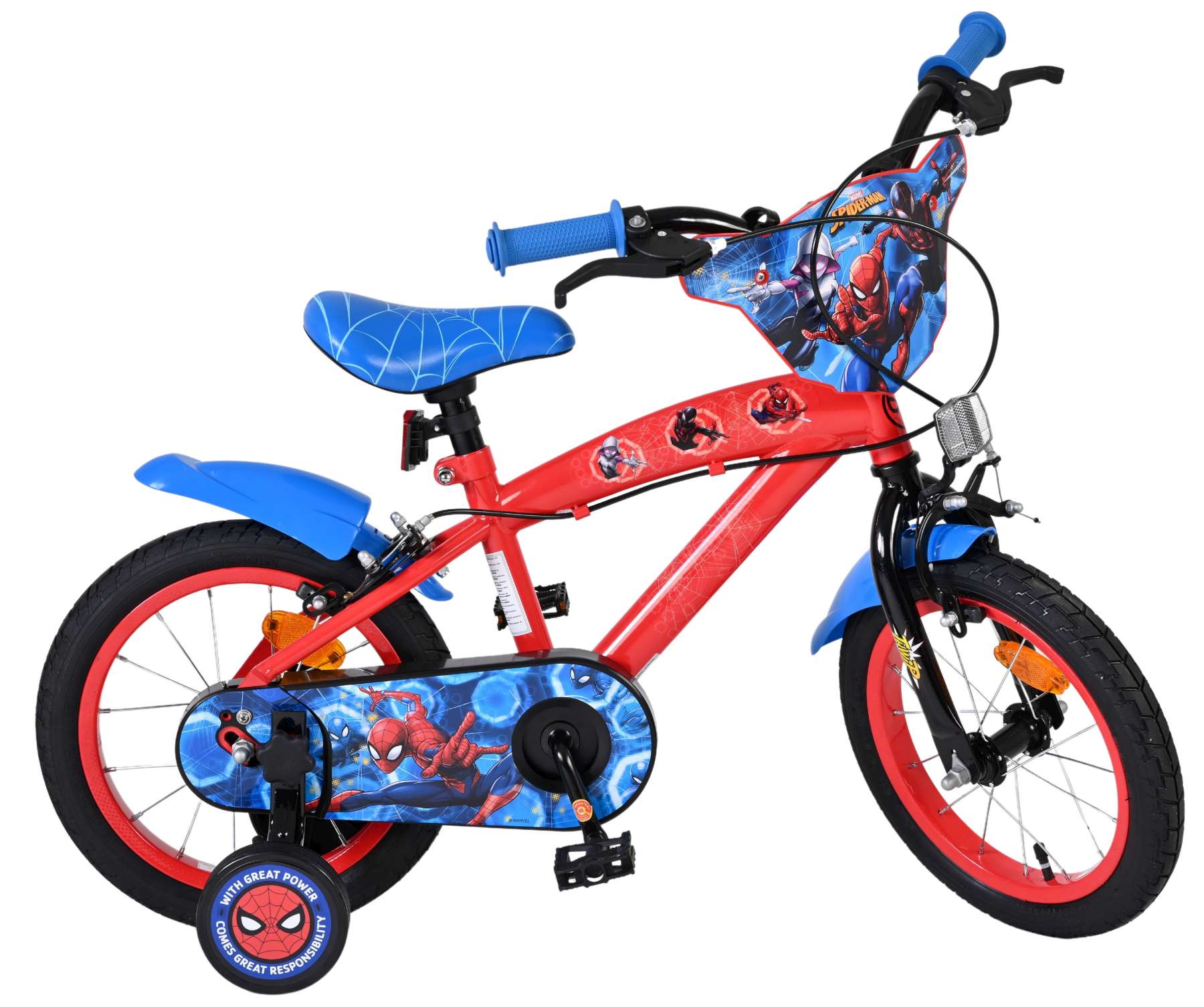 Spider-Man Kinderfiets - Jongens - 14 inch - Blauw/Rood - Twee handremmen 10 Spider-Man Kinderfiets - Jongens - 14 inch - Blauw/Rood - Twee handremmen - Afbeelding 10