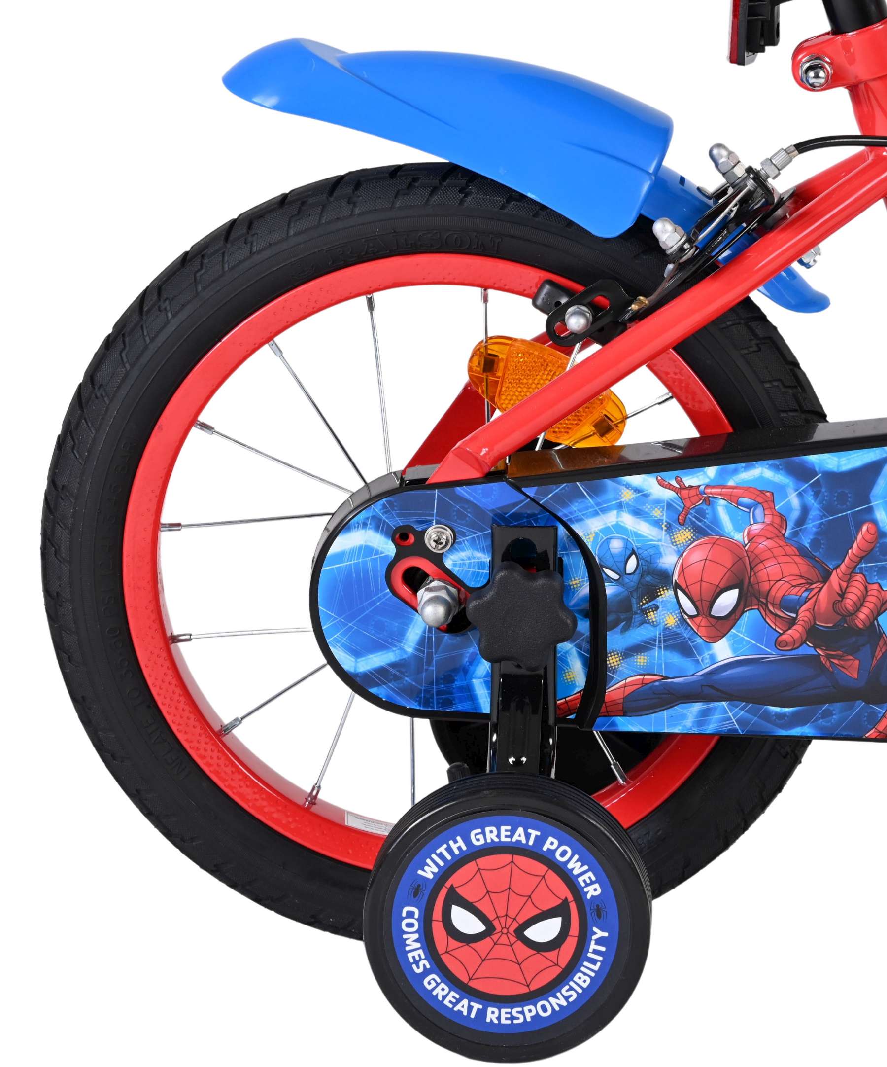 Spider-Man Kinderfiets - Jongens - 14 inch - Blauw/Rood - Twee handremmen 2 Spider-Man Kinderfiets - Jongens - 14 inch - Blauw/Rood - Twee handremmen - Afbeelding 2