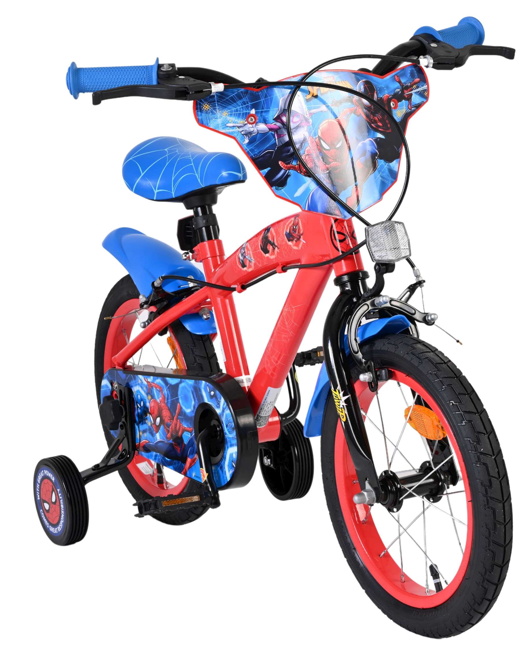 Spider-Man Kinderfiets - Jongens - 14 inch - Blauw/Rood - Twee handremmen 5 Spider-Man Kinderfiets - Jongens - 14 inch - Blauw/Rood - Twee handremmen - Afbeelding 5