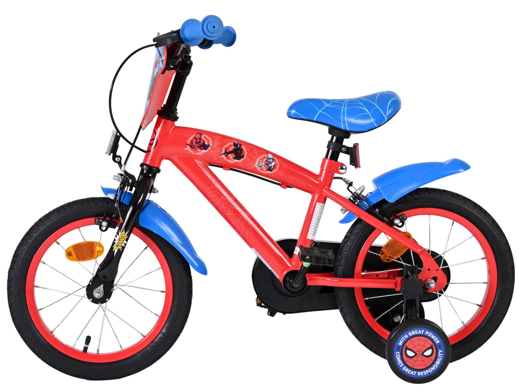 Spider-Man Kinderfiets - Jongens - 14 inch - Blauw/Rood - Twee handremmen 7 Spider-Man Kinderfiets - Jongens - 14 inch - Blauw/Rood - Twee handremmen - Afbeelding 7