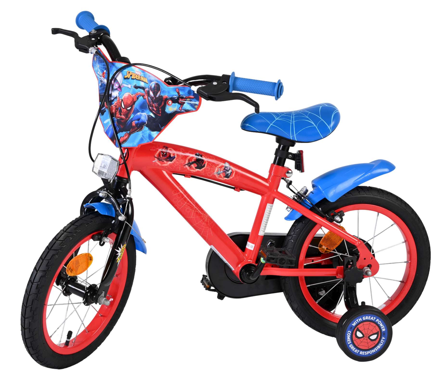 Spider-Man Kinderfiets - Jongens - 14 inch - Blauw/Rood - Twee handremmen 8 Spider-Man Kinderfiets - Jongens - 14 inch - Blauw/Rood - Twee handremmen - Afbeelding 8