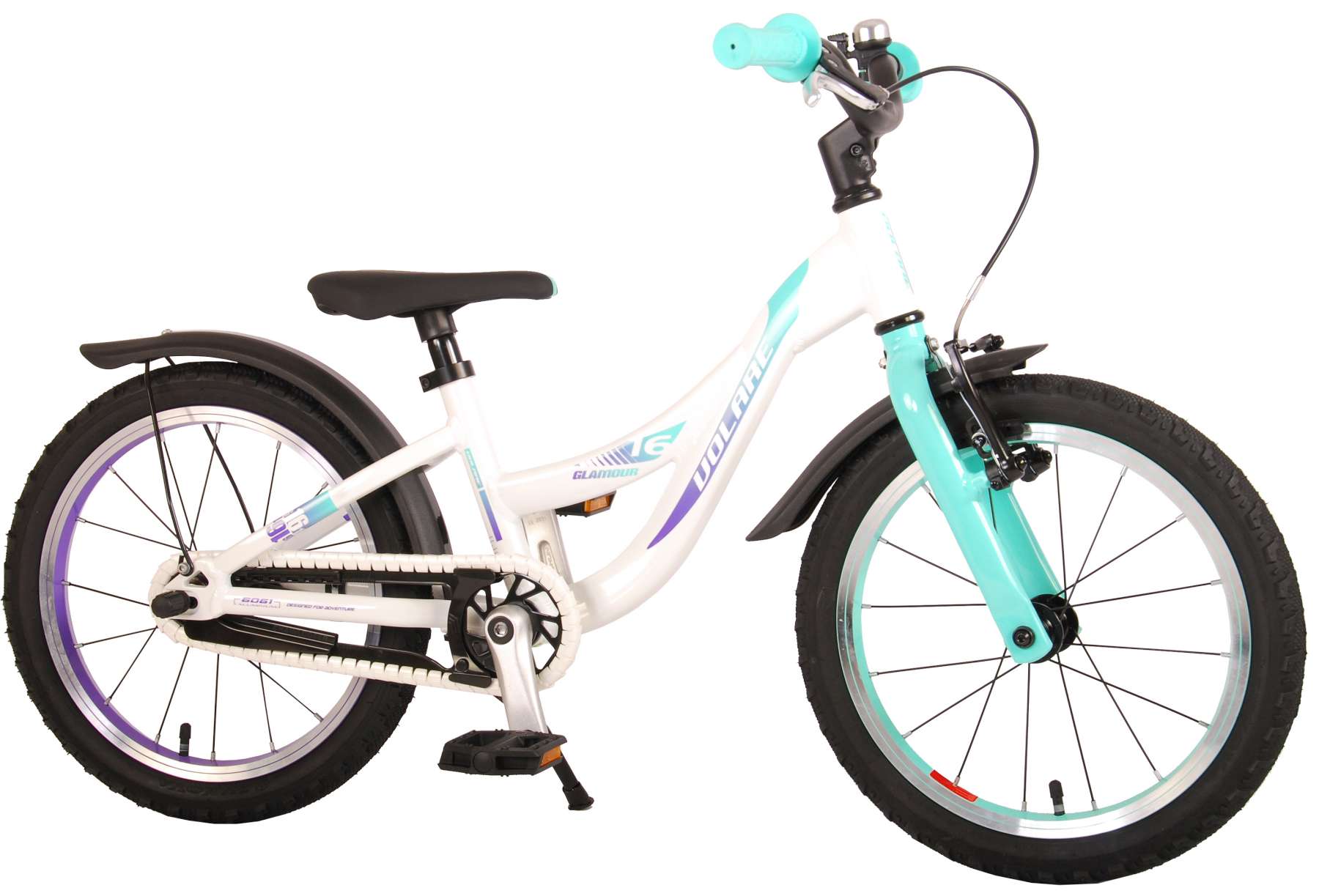 Volare Glamour Kinderfiets - Meisjes - 16 inch - Wit/Mint Groen - Prime Collection 2 Volare Glamour Kinderfiets - Meisjes - 16 inch - Wit/Mint Groen - Prime Collection - Afbeelding 2