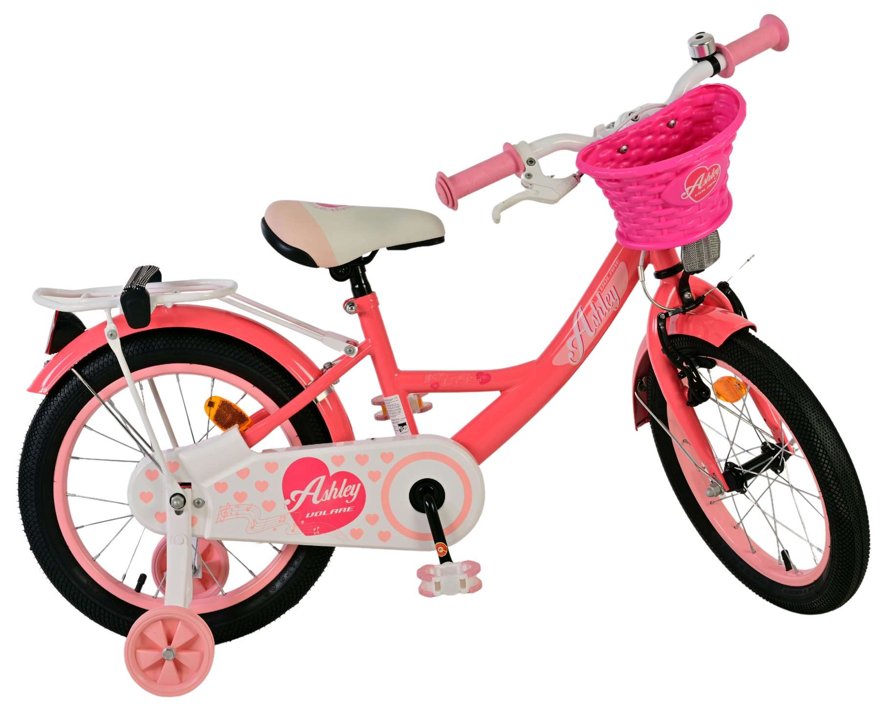 Volare Ashley Kinderfiets - Meisjes - 16 inch - Roze/Rood 2 Volare Ashley Kinderfiets - Meisjes - 16 inch - Roze/Rood - Afbeelding 2