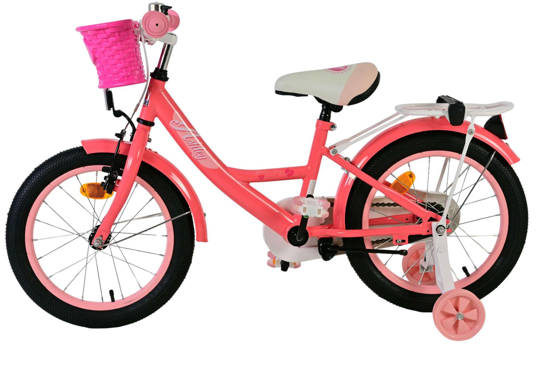 Volare Ashley Kinderfiets - Meisjes - 16 inch - Roze/Rood 8 Volare Ashley Kinderfiets - Meisjes - 16 inch - Roze/Rood - Afbeelding 8