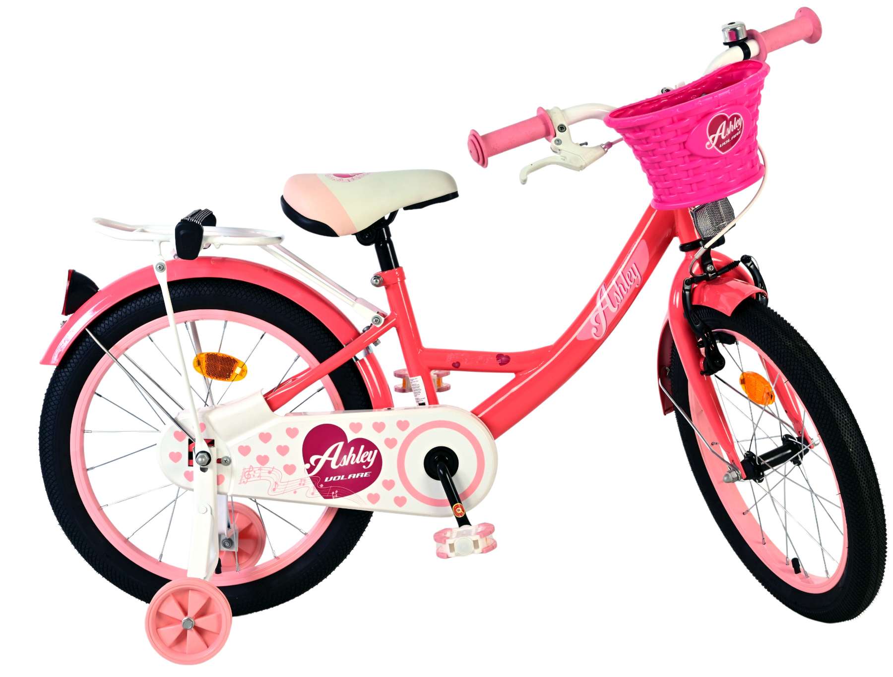 Volare Ashley Kinderfiets - Meisjes - 18 inch - Roze/Rood 10 Volare Ashley Kinderfiets - Meisjes - 18 inch - Roze/Rood - Afbeelding 10