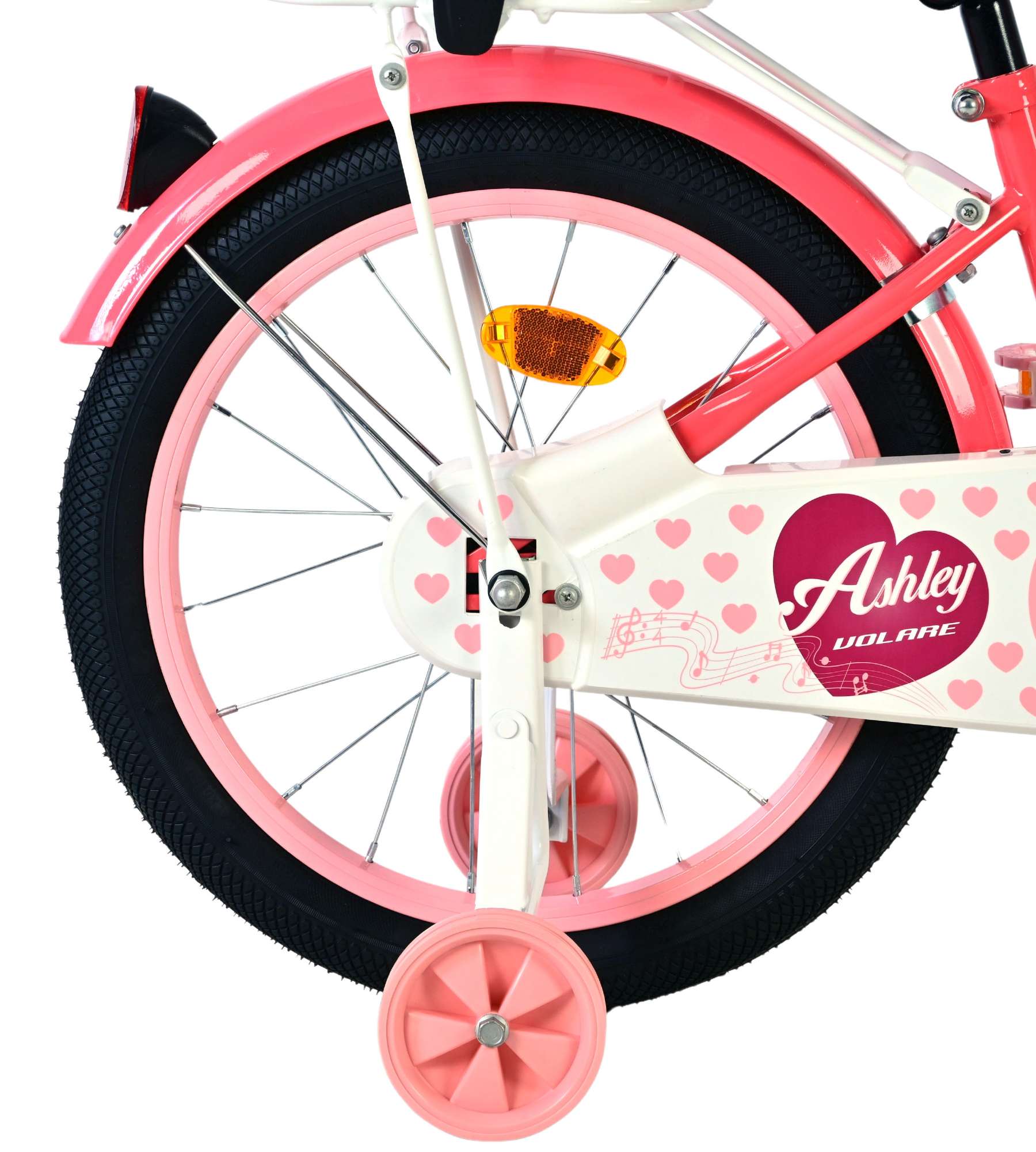 Volare Ashley Kinderfiets - Meisjes - 18 inch - Roze/Rood 2 Volare Ashley Kinderfiets - Meisjes - 18 inch - Roze/Rood - Afbeelding 2