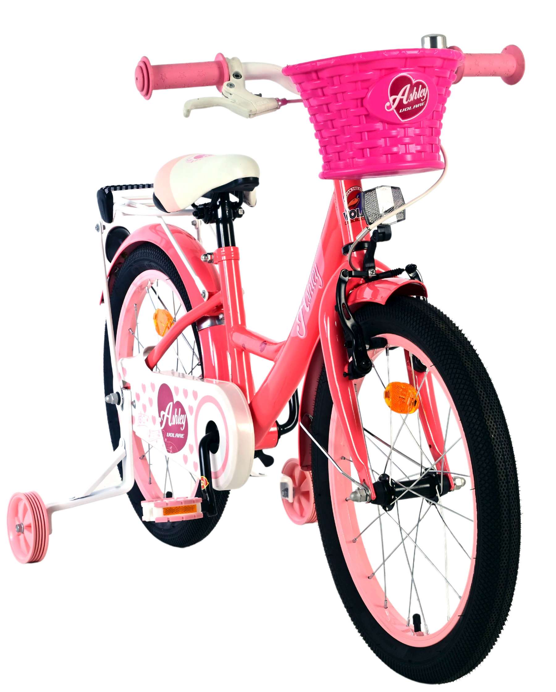 Volare Ashley Kinderfiets - Meisjes - 18 inch - Roze/Rood 5 Volare Ashley Kinderfiets - Meisjes - 18 inch - Roze/Rood - Afbeelding 5