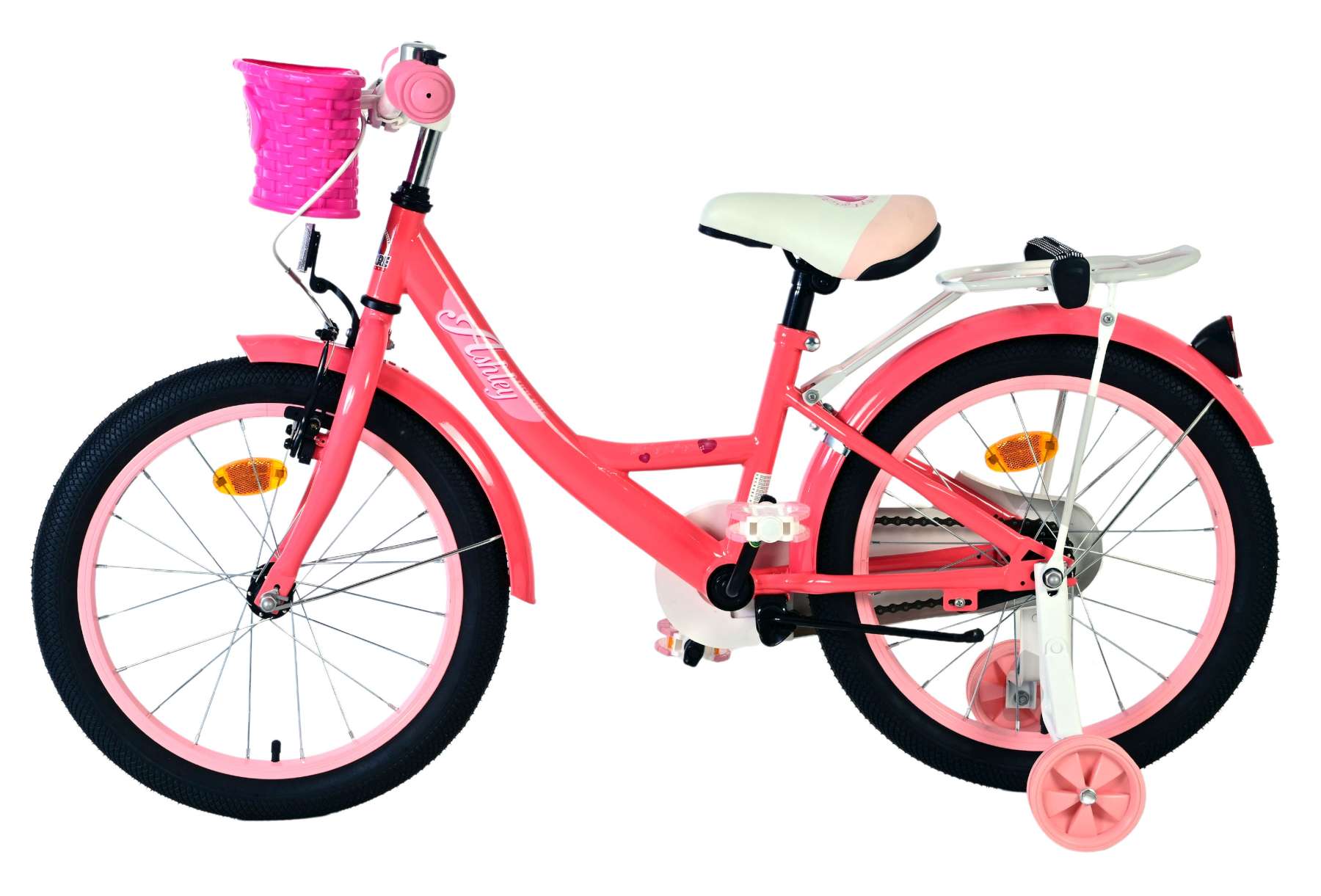 Volare Ashley Kinderfiets - Meisjes - 18 inch - Roze/Rood 7 Volare Ashley Kinderfiets - Meisjes - 18 inch - Roze/Rood - Afbeelding 7