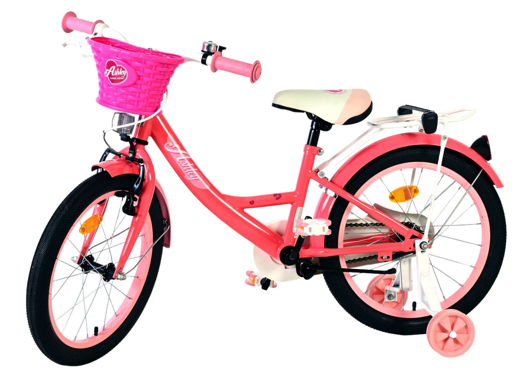 Volare Ashley Kinderfiets - Meisjes - 18 inch - Roze/Rood 8 Volare Ashley Kinderfiets - Meisjes - 18 inch - Roze/Rood - Afbeelding 8