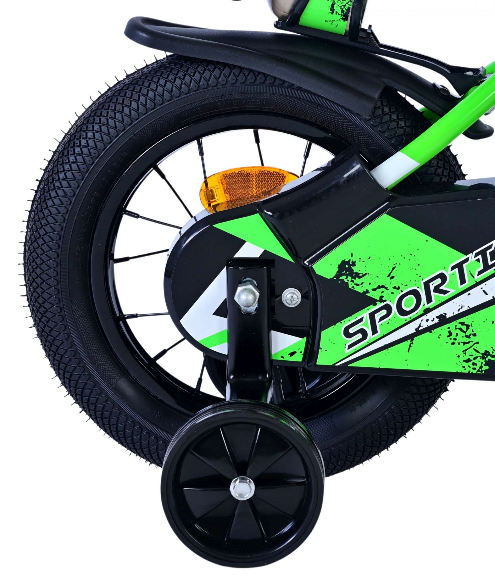 Volare Sportivo Kinderfiets - Jongens - 12 inch - Groen Zwart 2 Volare Sportivo Kinderfiets - Jongens - 12 inch - Groen Zwart - Afbeelding 2