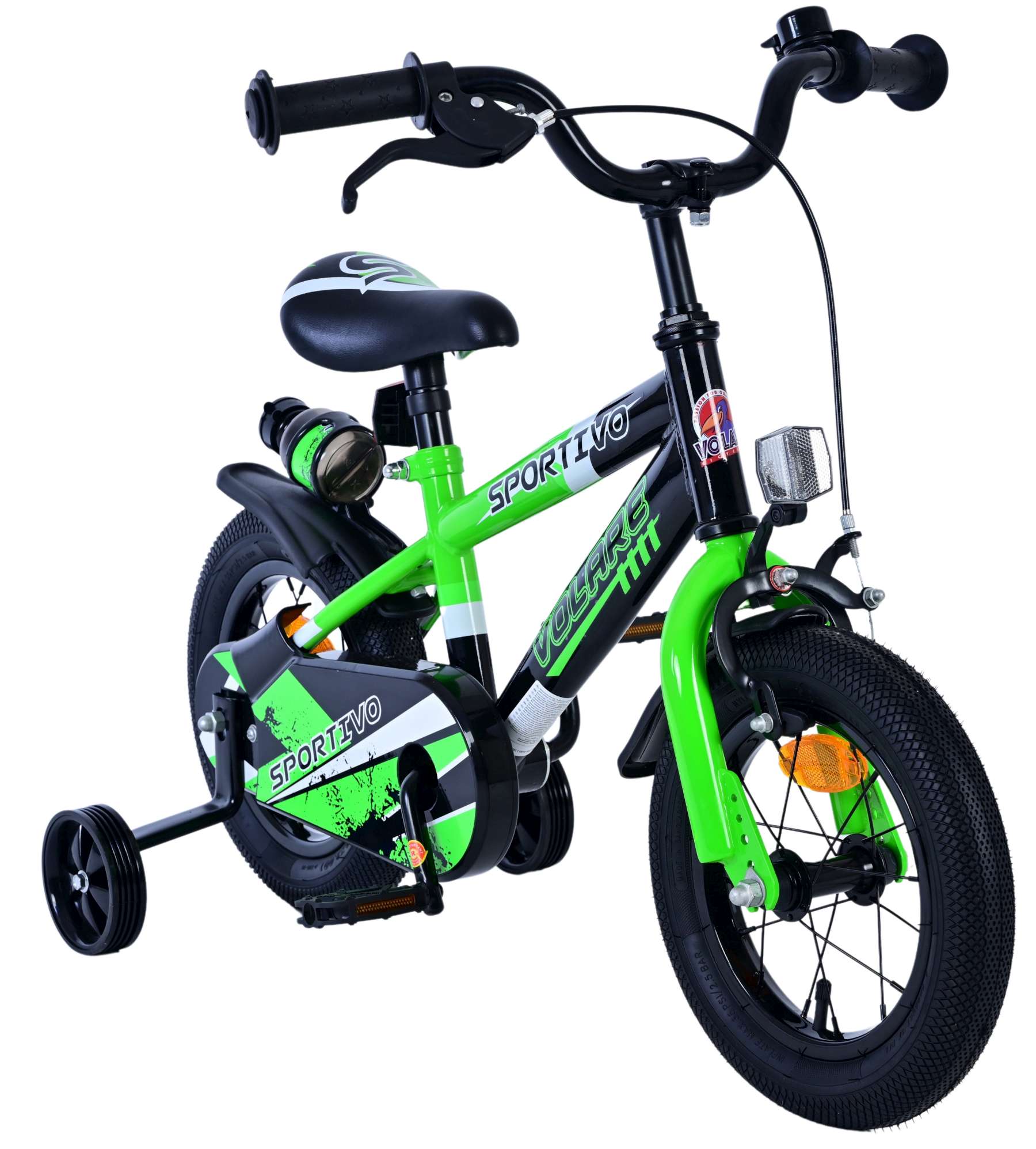 Volare Sportivo Kinderfiets - Jongens - 12 inch - Groen Zwart 5 Volare Sportivo Kinderfiets - Jongens - 12 inch - Groen Zwart - Afbeelding 5