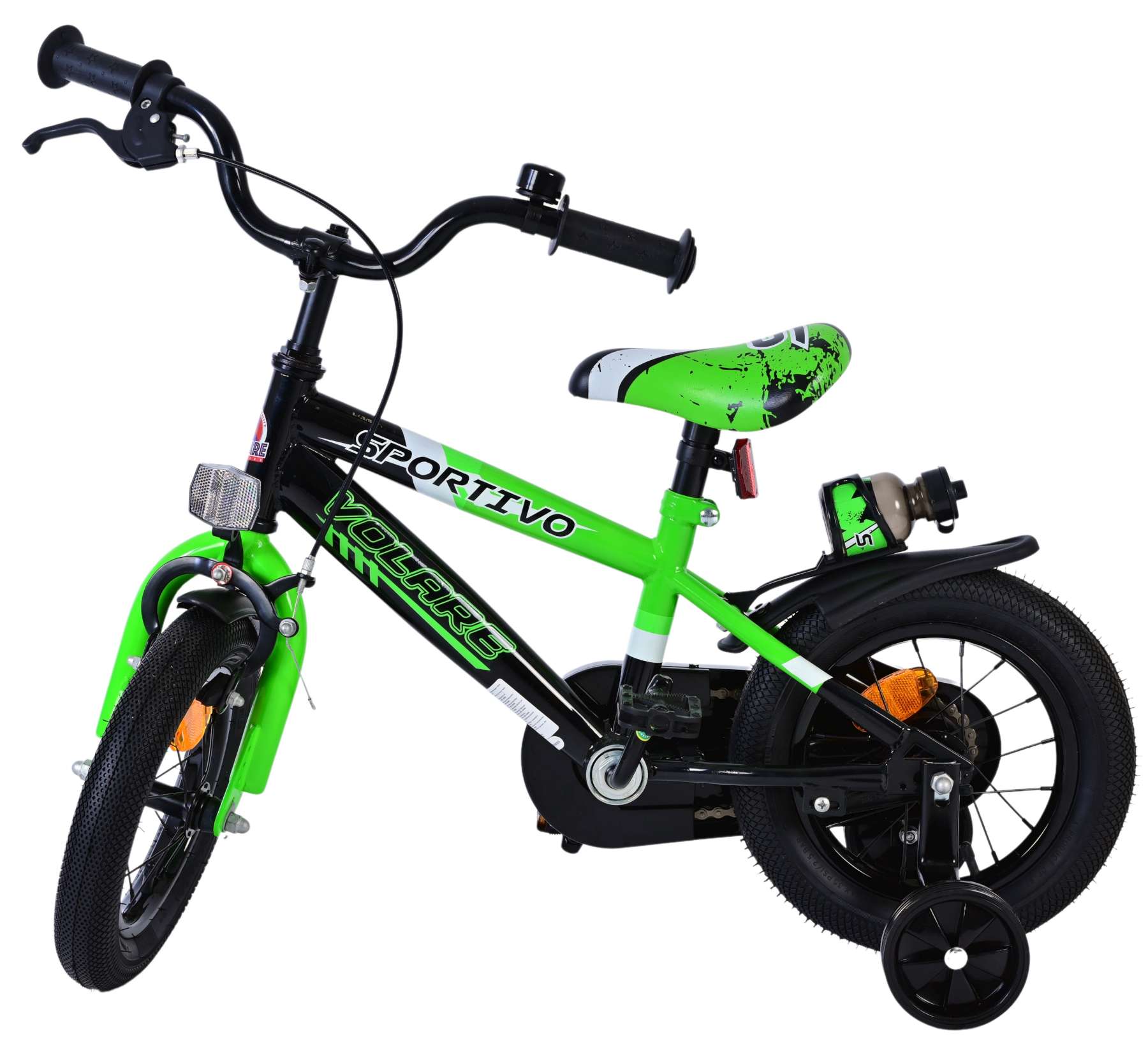 Volare Sportivo Kinderfiets - Jongens - 12 inch - Groen Zwart 7 Volare Sportivo Kinderfiets - Jongens - 12 inch - Groen Zwart - Afbeelding 7