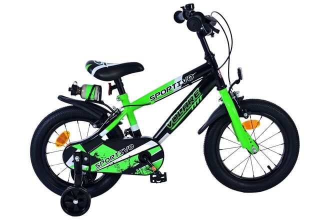 Volare Sportivo Kinderfiets - Jongens - 14 inch - Groen Zwart - Twee Handremmen 1 Volare Sportivo Kinderfiets - Jongens - 14 inch - Groen Zwart - Twee Handremmen