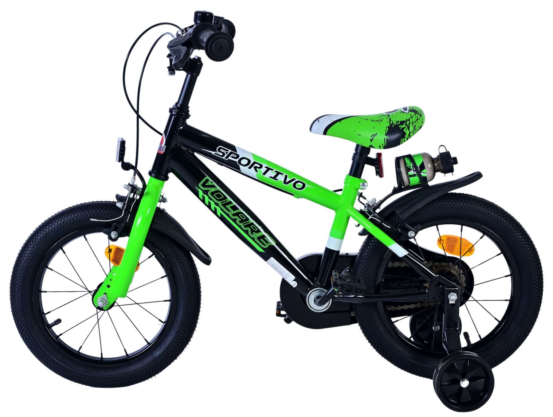 Volare Sportivo Kinderfiets - Jongens - 14 inch - Groen Zwart - Twee Handremmen 7 Volare Sportivo Kinderfiets - Jongens - 14 inch - Groen Zwart - Twee Handremmen - Afbeelding 7