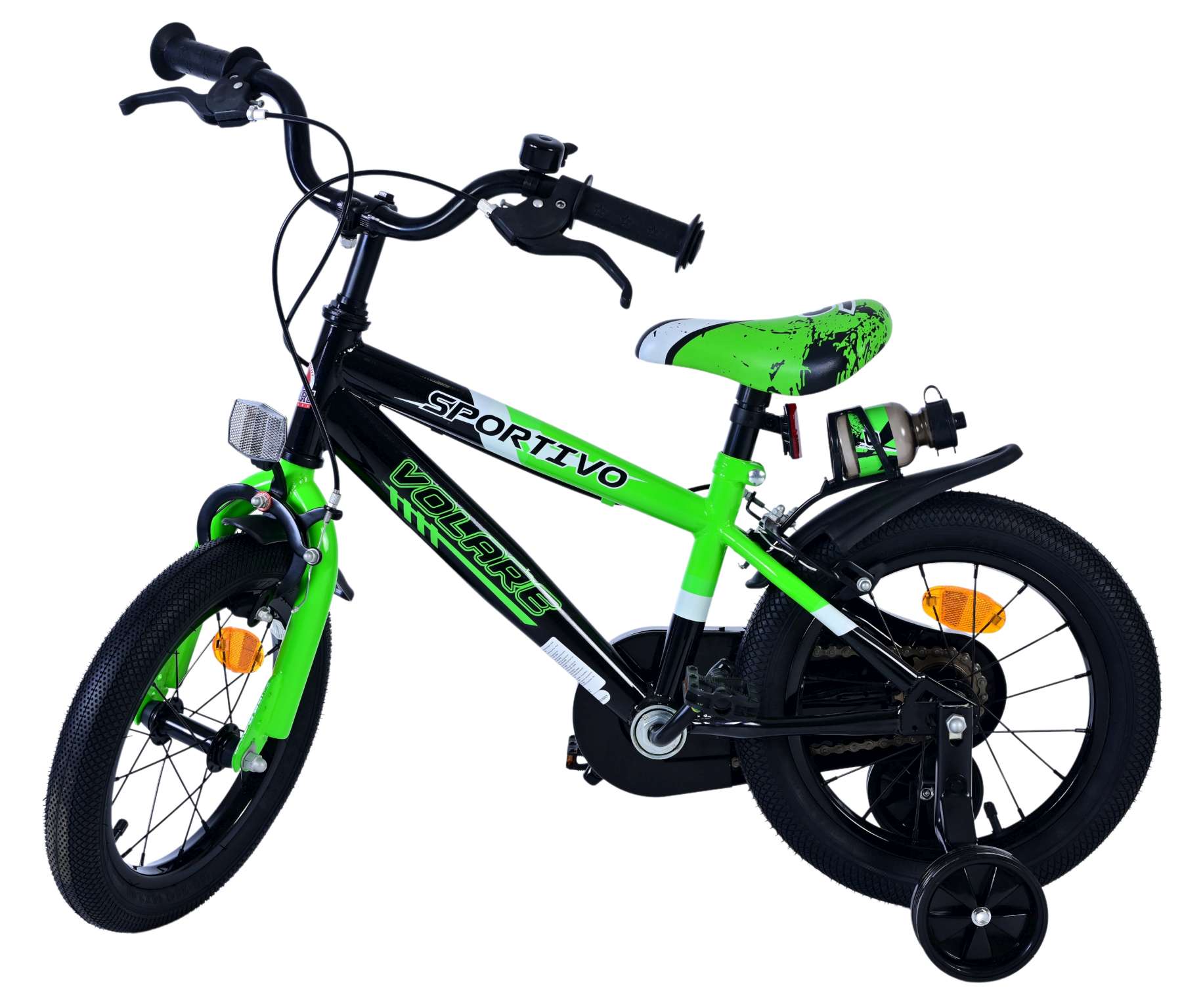 Volare Sportivo Kinderfiets - Jongens - 14 inch - Groen Zwart - Twee Handremmen 8 Volare Sportivo Kinderfiets - Jongens - 14 inch - Groen Zwart - Twee Handremmen - Afbeelding 8