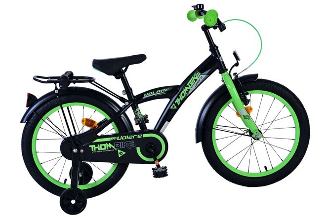 Volare Thombike Kinderfiets - Jongens - 18 inch - Zwart Groen 1 Volare Thombike Kinderfiets - Jongens - 18 inch - Zwart Groen