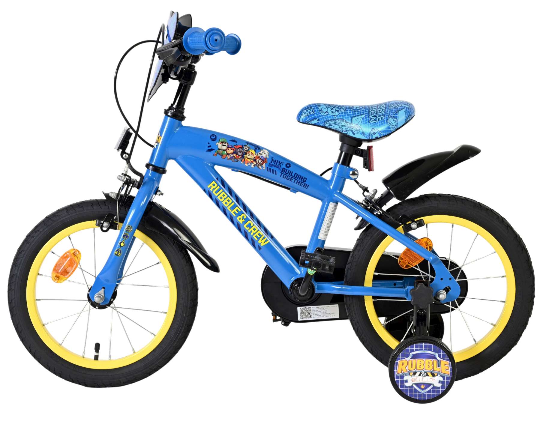 Rubble & Crew Kinderfiets - Jongens - 14 inch - Blauw - Twee handremmen 7 Rubble & Crew Kinderfiets - Jongens - 14 inch - Blauw - Twee handremmen - Afbeelding 7