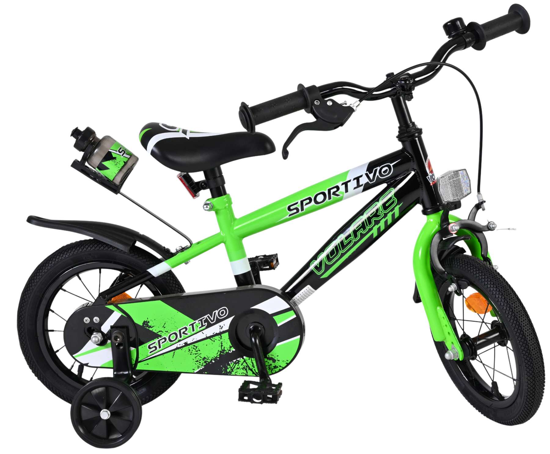 Volare Sportivo Kinderfiets - Jongens - 12 inch - Groen Zwart 2 Volare Sportivo Kinderfiets - Jongens - 12 inch - Groen Zwart - Afbeelding 2