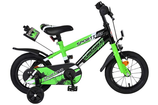 Volare Sportivo Kinderfiets - Jongens - 12 inch - Groen Zwart 1 Volare Sportivo Kinderfiets - Jongens - 12 inch - Groen Zwart