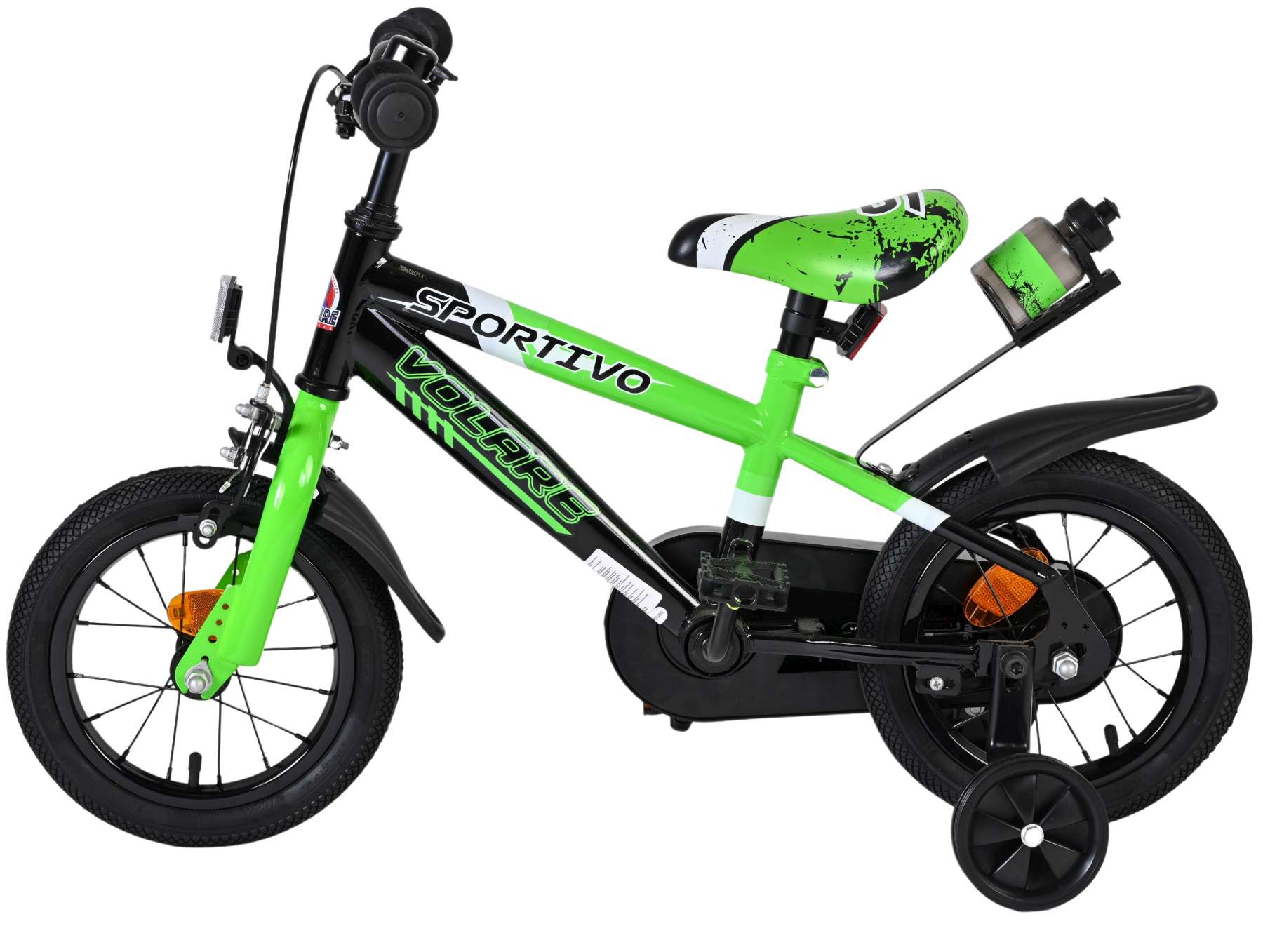 Volare Sportivo Kinderfiets - Jongens - 12 inch - Groen Zwart 8 Volare Sportivo Kinderfiets - Jongens - 12 inch - Groen Zwart - Afbeelding 8