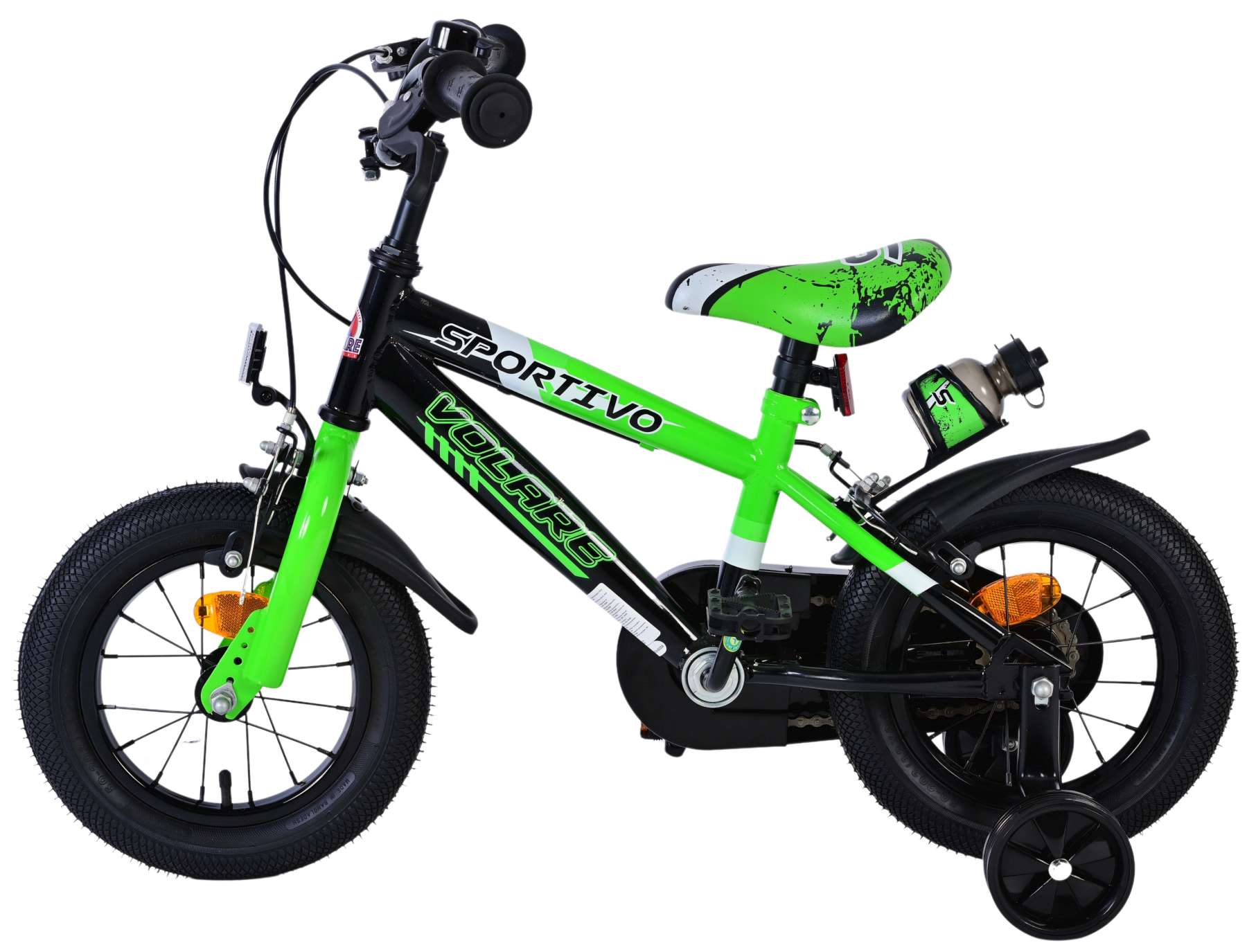 Volare Sportivo Kinderfiets - Jongens - 12 inch - Groen Zwart - Twee Handremmen 7 Volare Sportivo Kinderfiets - Jongens - 12 inch - Groen Zwart - Twee Handremmen - Afbeelding 7