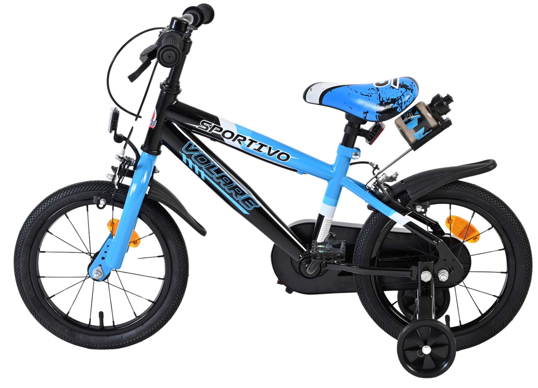 Volare Sportivo Kinderfiets - Jongens - 14 inch - Blauw Zwart - Twee Handremmen 7 Volare Sportivo Kinderfiets - Jongens - 14 inch - Blauw Zwart - Twee Handremmen - Afbeelding 7