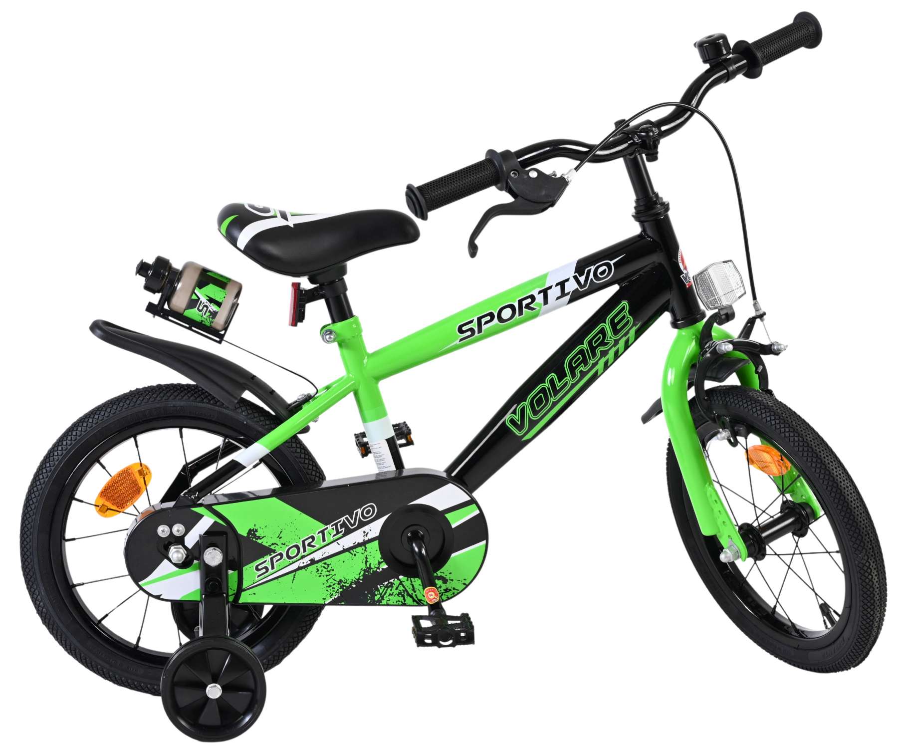 Volare Sportivo Kinderfiets - Jongens - 14 inch - Groen Zwart 10 Volare Sportivo Kinderfiets - Jongens - 14 inch - Groen Zwart - Afbeelding 10