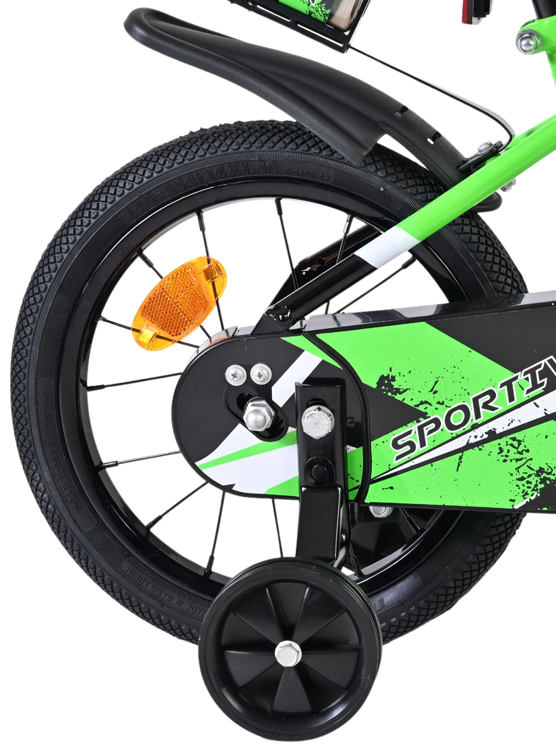Volare Sportivo Kinderfiets - Jongens - 14 inch - Groen Zwart 2 Volare Sportivo Kinderfiets - Jongens - 14 inch - Groen Zwart - Afbeelding 2