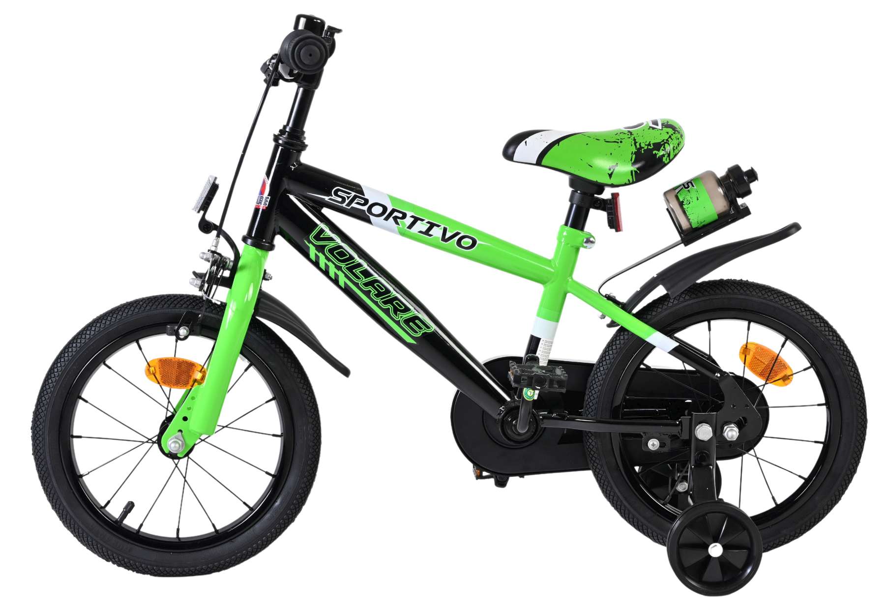 Volare Sportivo Kinderfiets - Jongens - 14 inch - Groen Zwart 7 Volare Sportivo Kinderfiets - Jongens - 14 inch - Groen Zwart - Afbeelding 7