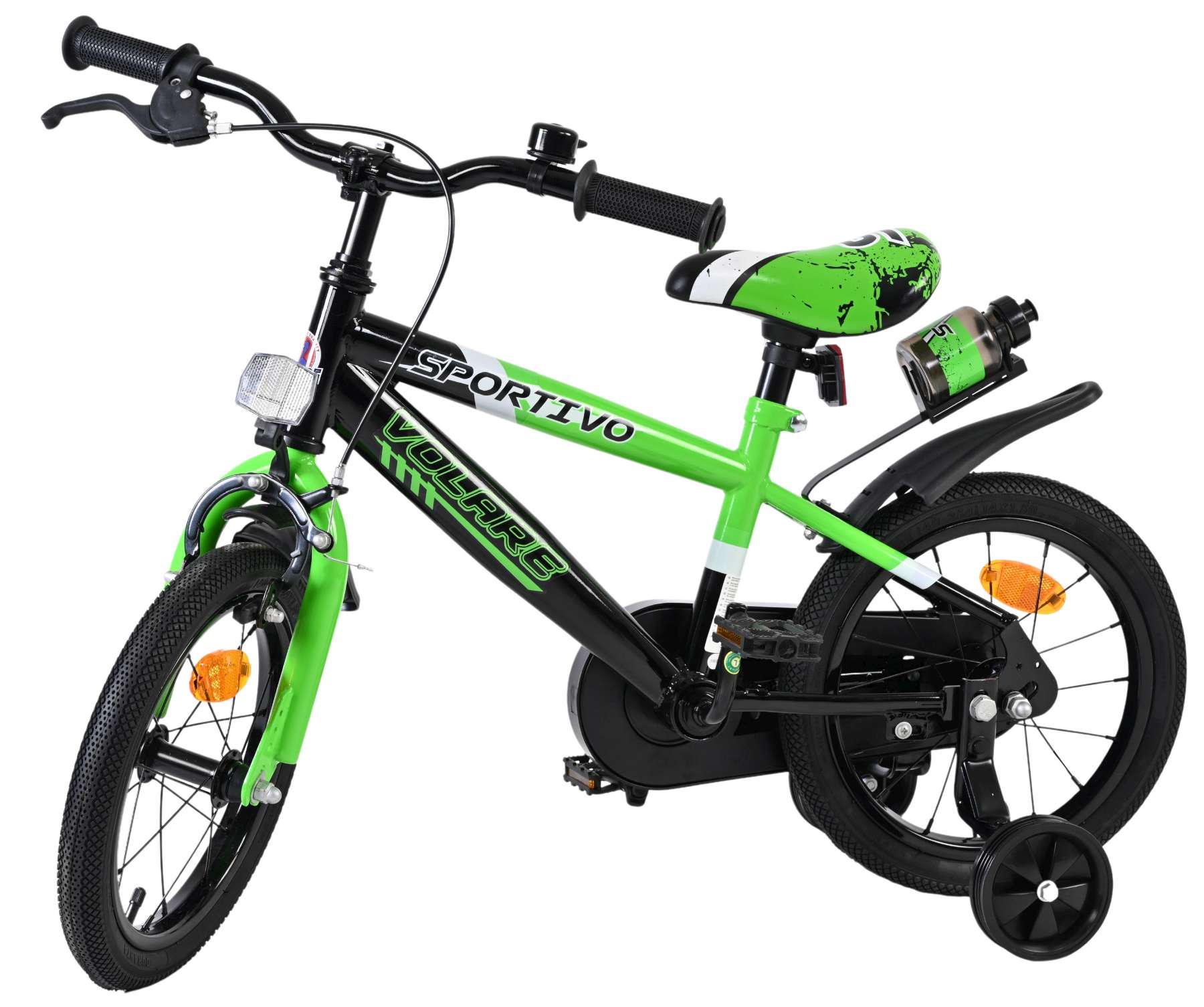 Volare Sportivo Kinderfiets - Jongens - 14 inch - Groen Zwart 8 Volare Sportivo Kinderfiets - Jongens - 14 inch - Groen Zwart - Afbeelding 8