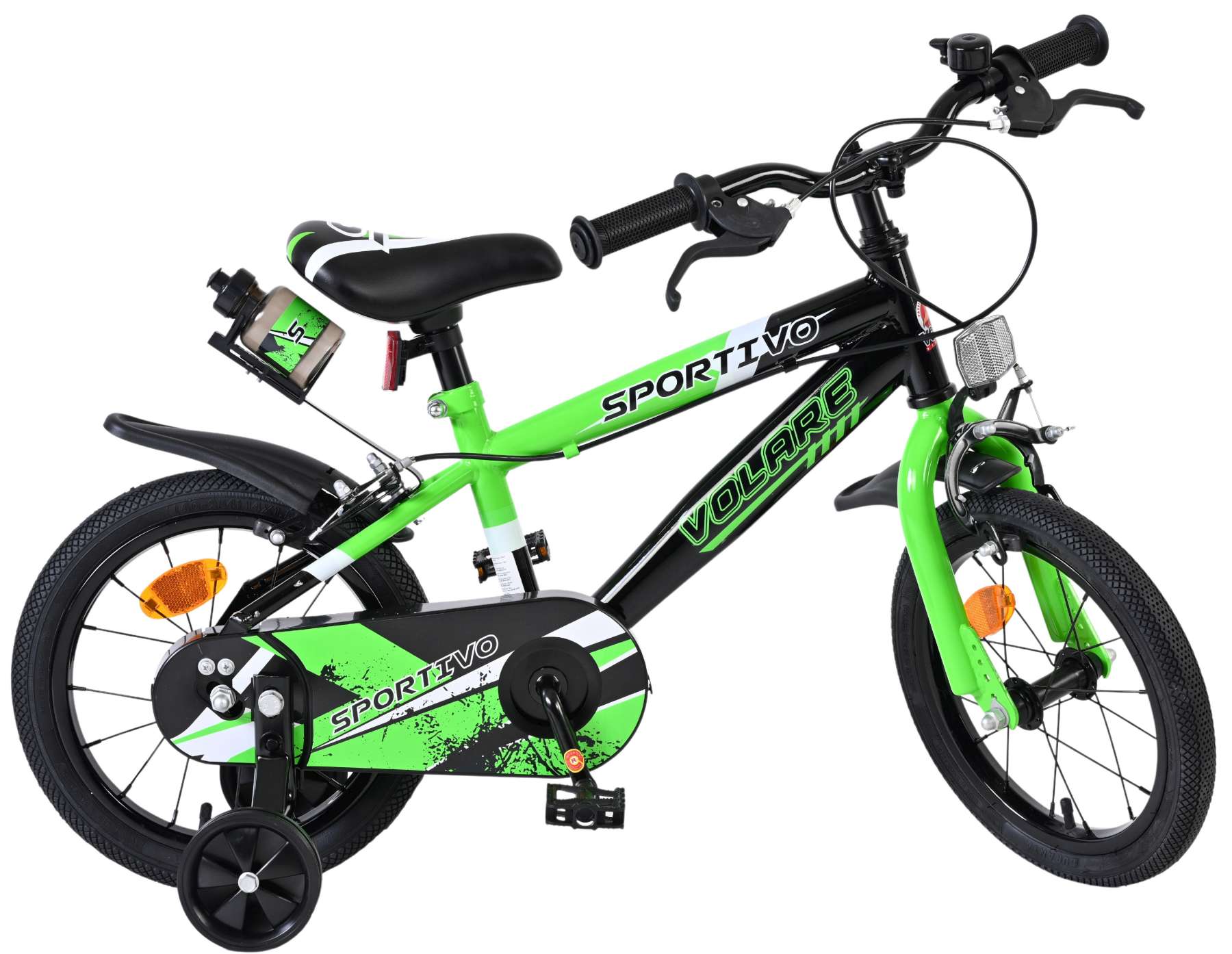 Volare Sportivo Kinderfiets - Jongens - 14 inch - Groen Zwart - Twee Handremmen 10 Volare Sportivo Kinderfiets - Jongens - 14 inch - Groen Zwart - Twee Handremmen - Afbeelding 10