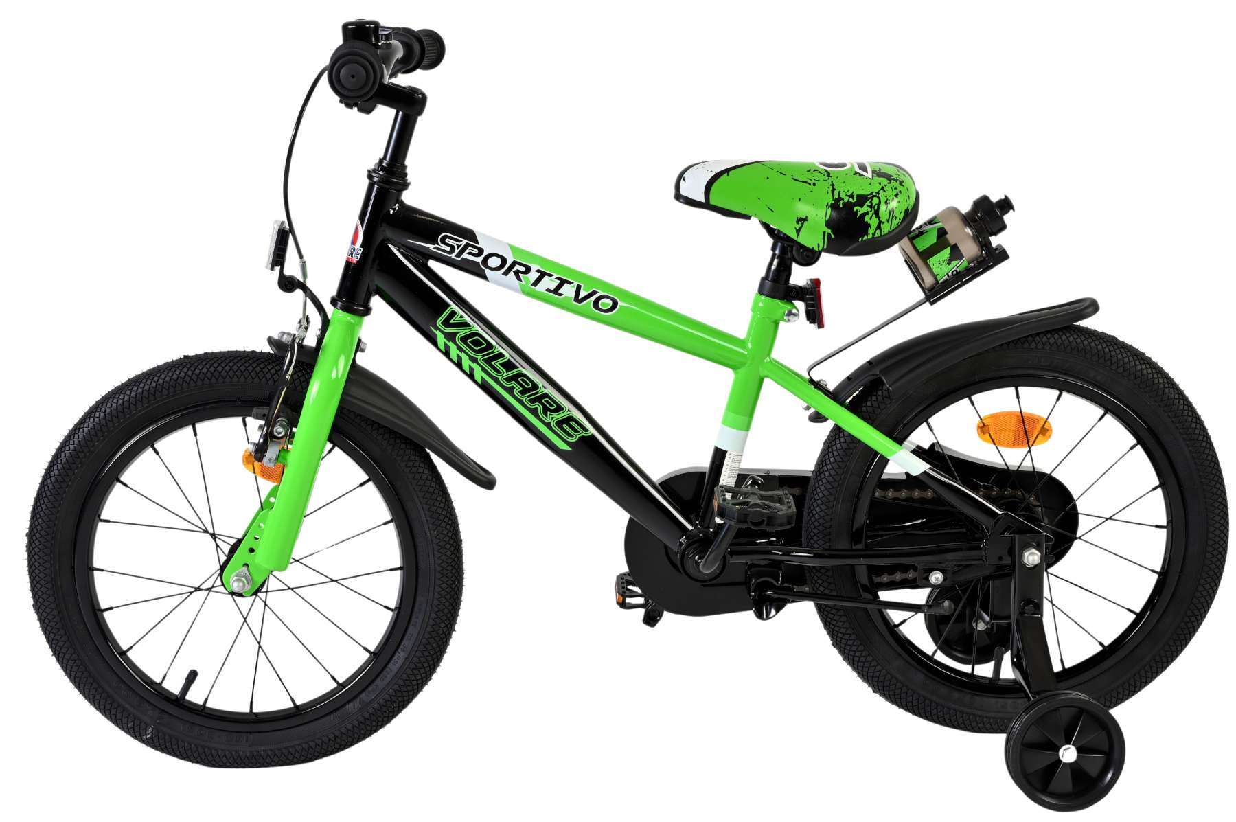 Volare Sportivo Kinderfiets - Jongens - 16 inch - Groen Zwart 7 Volare Sportivo Kinderfiets - Jongens - 16 inch - Groen Zwart - Afbeelding 7