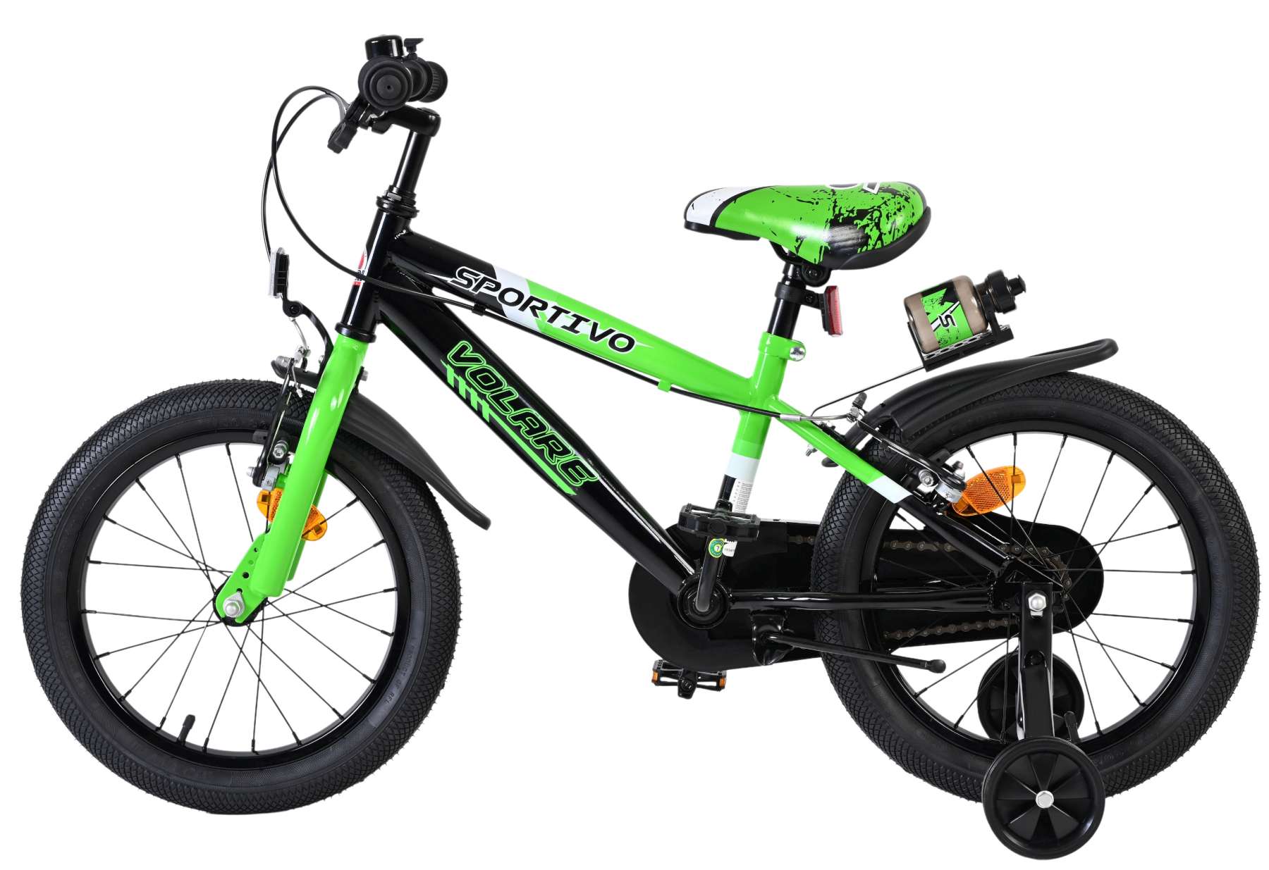 Volare Sportivo Kinderfiets - Jongens - 16 inch - Groen Zwart - Twee Handremmen 7 Volare Sportivo Kinderfiets - Jongens - 16 inch - Groen Zwart - Twee Handremmen - Afbeelding 7