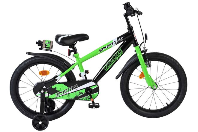 Volare Sportivo Kinderfiets - Jongens - 18 inch - Groen Zwart 1 Volare Sportivo Kinderfiets - Jongens - 18 inch - Groen Zwart