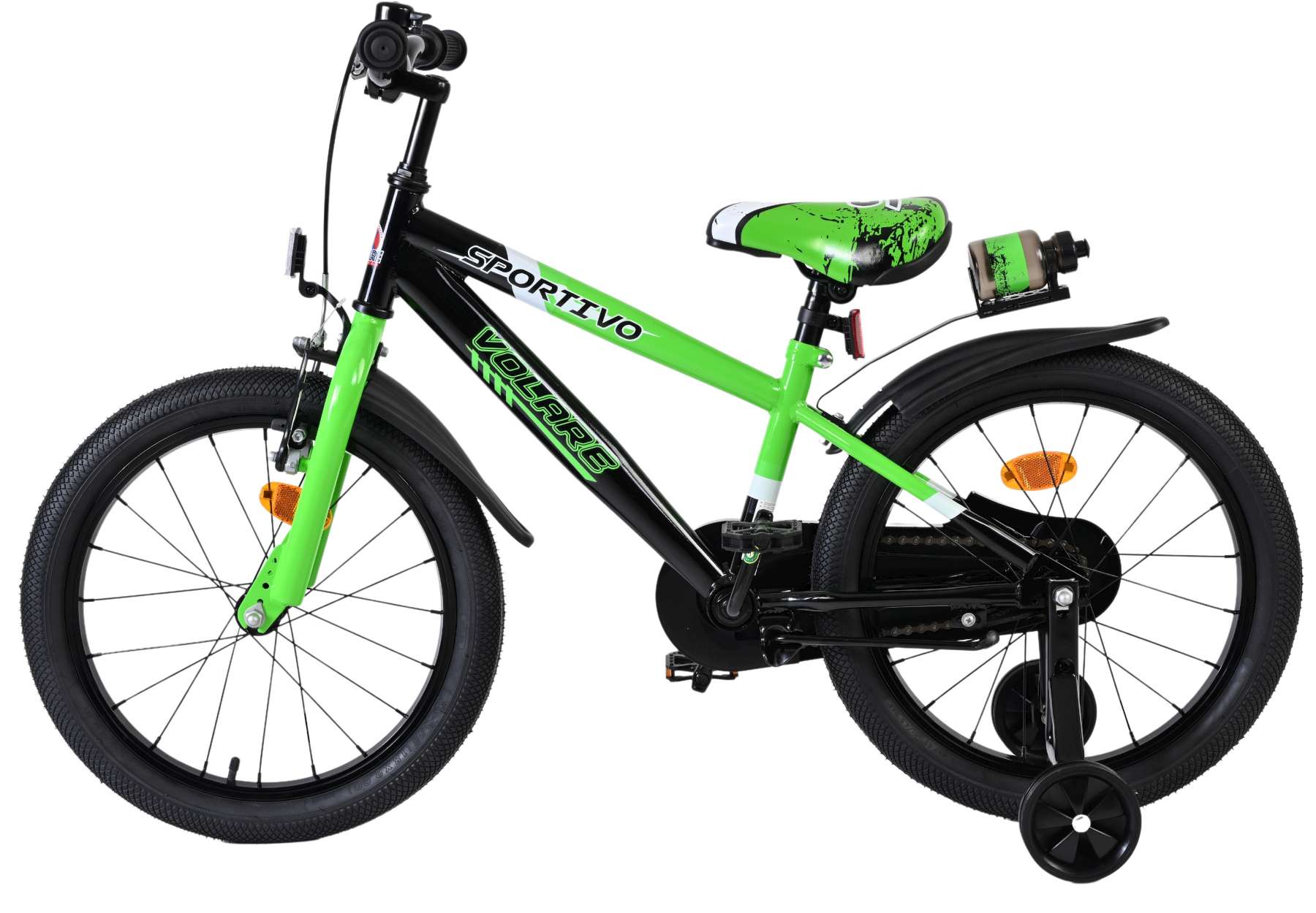Volare Sportivo Kinderfiets - Jongens - 18 inch - Groen Zwart 7 Volare Sportivo Kinderfiets - Jongens - 18 inch - Groen Zwart - Afbeelding 7