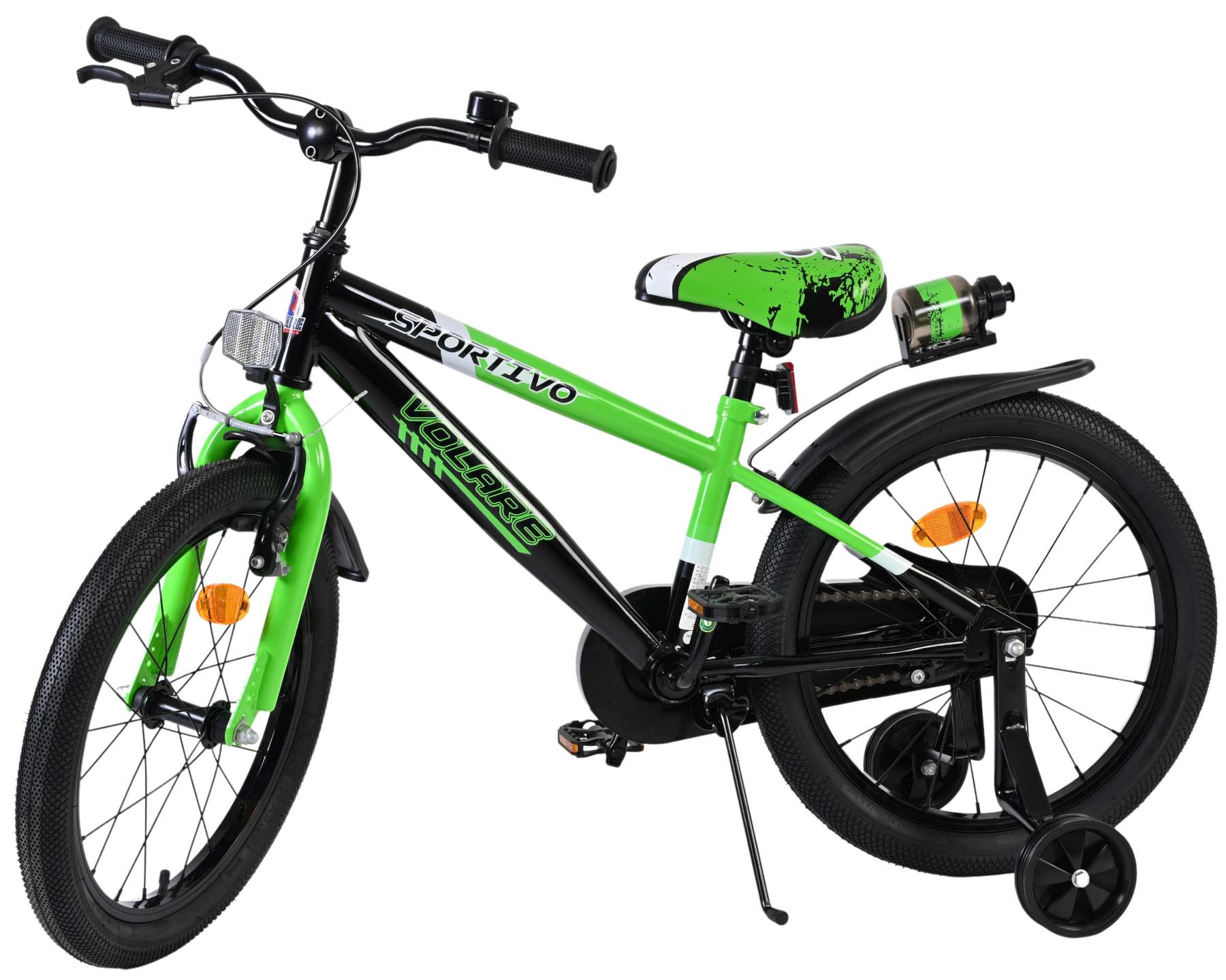 Volare Sportivo Kinderfiets - Jongens - 18 inch - Groen Zwart 8 Volare Sportivo Kinderfiets - Jongens - 18 inch - Groen Zwart - Afbeelding 8